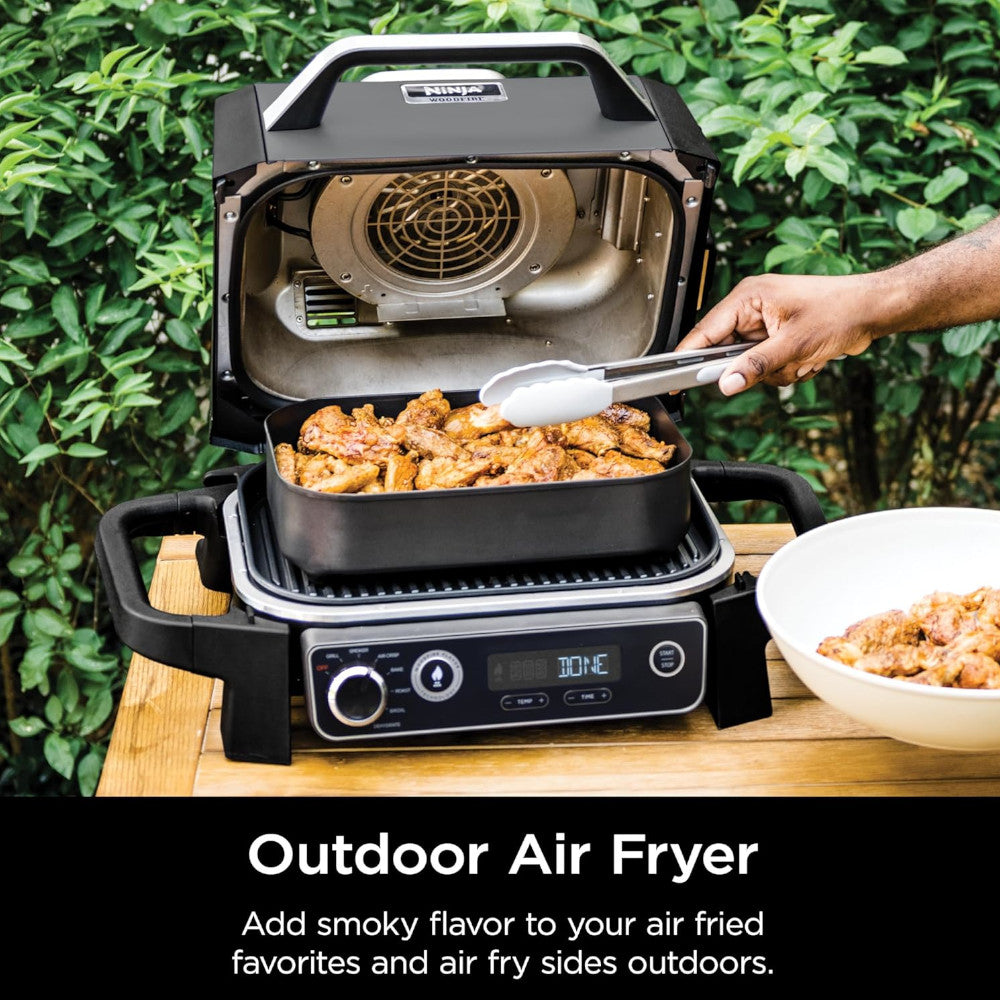 Ninja OG701 Woodfire Outdoor Grill - 7-in-1 Master Grill & BBQ Smoker with Home Essentials Warranty | Perfect for Backyard BBQs, Camping & Outdoor Cooking