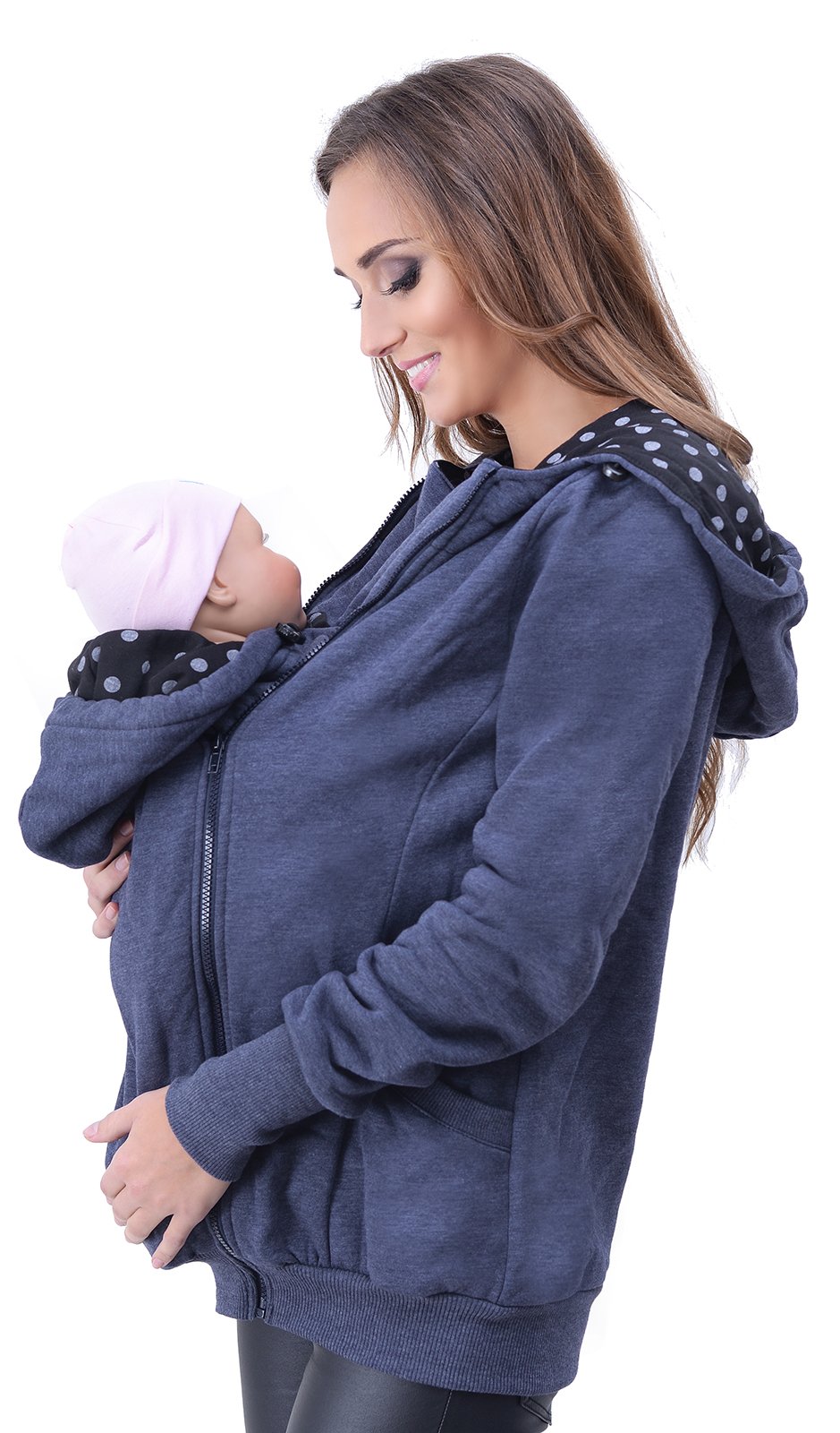 Mija Maternity Warm Hoodie Jacket Sweatshirt for Baby Carriers 4046 - Cozy Nursing Wear for Moms, Perfect for Breastfeeding & Babywearing in Cold Weather