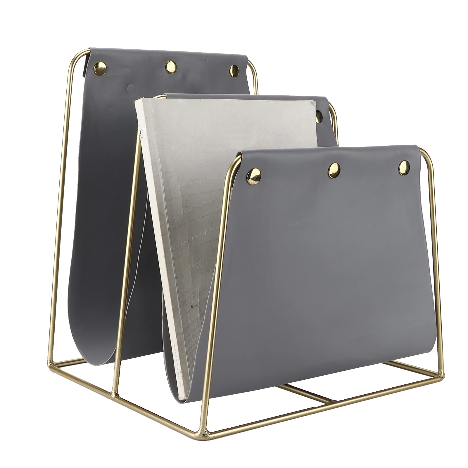 LZKW Magazine and Newspaper Holder - Durable Metal Organizer for Home, Office, School & Cafe Use - Perfect for Bookshelf, Countertop & Desk Organization