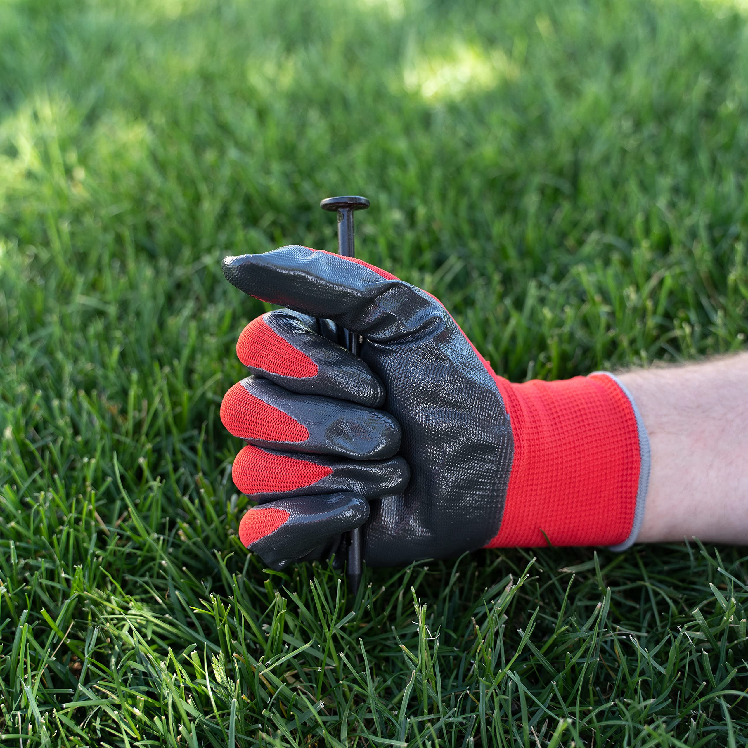 Mighty-Spikes™ 20-Pack Black Garden Stakes – 6 Inch Super Strong Rust & Break Resistant – USA Made Patented Design for Landscaping, Turf, Tarps, Tents & Camping – Reusable Eco-Friendly Ground Spikes – Perfect for Securing Plants, Tarps, Outdoor Decor & Camping Gear