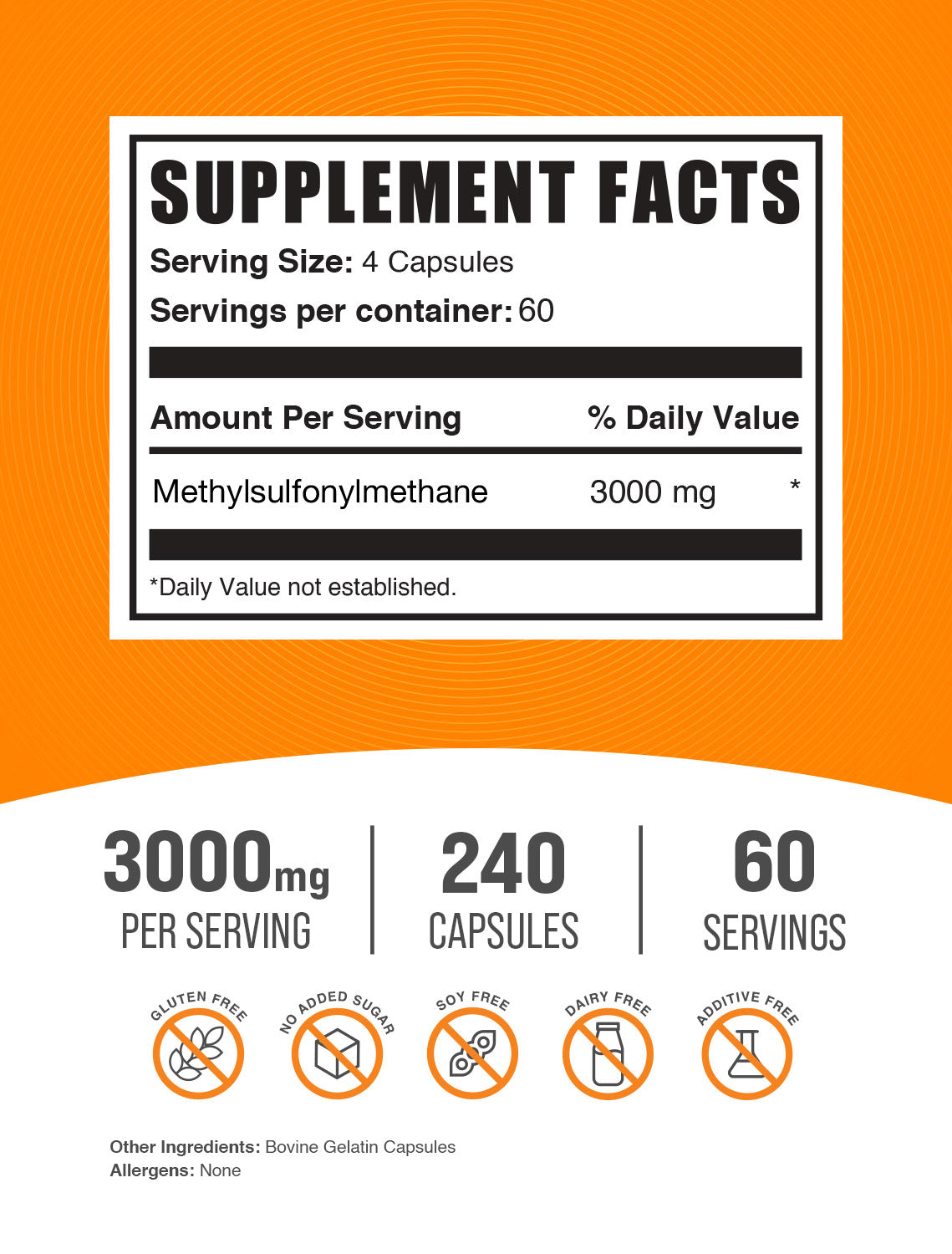 MSM (Methylsulfonylmethane) Capsules 1500mg - Premium Joint Support Supplement for Pain Relief & Mobility - Gluten-Free, Non-GMO - Supports Healthy Joints, Skin & Hair - Ideal for Athletes & Active Lifestyles