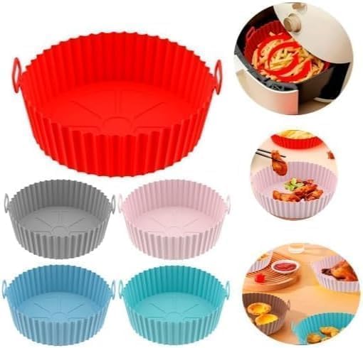 2-Pack Non-Stick Silicone Air Fryer Accessories Set - Reusable, Oven & Microwave Safe with Handle - Perfect for Baking, Roasting & Meal Prep