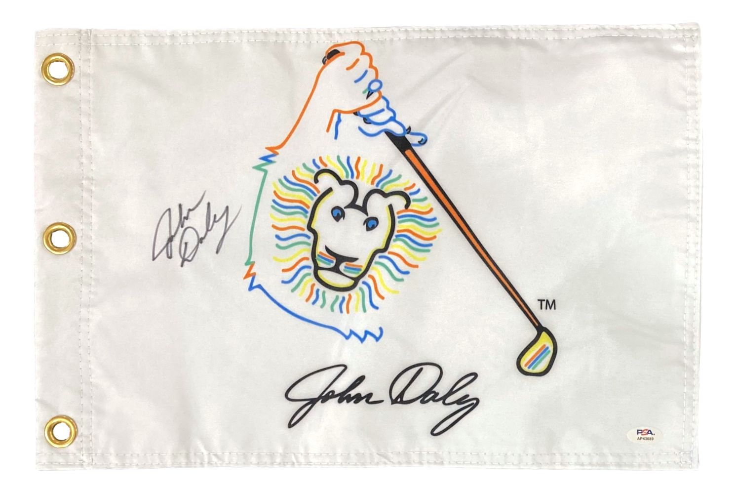 John Daly Autographed Golf Flag with Logo - PSA/DNA Certified Collectible - Perfect for Golf Memorabilia Displays & Man Cave Decor