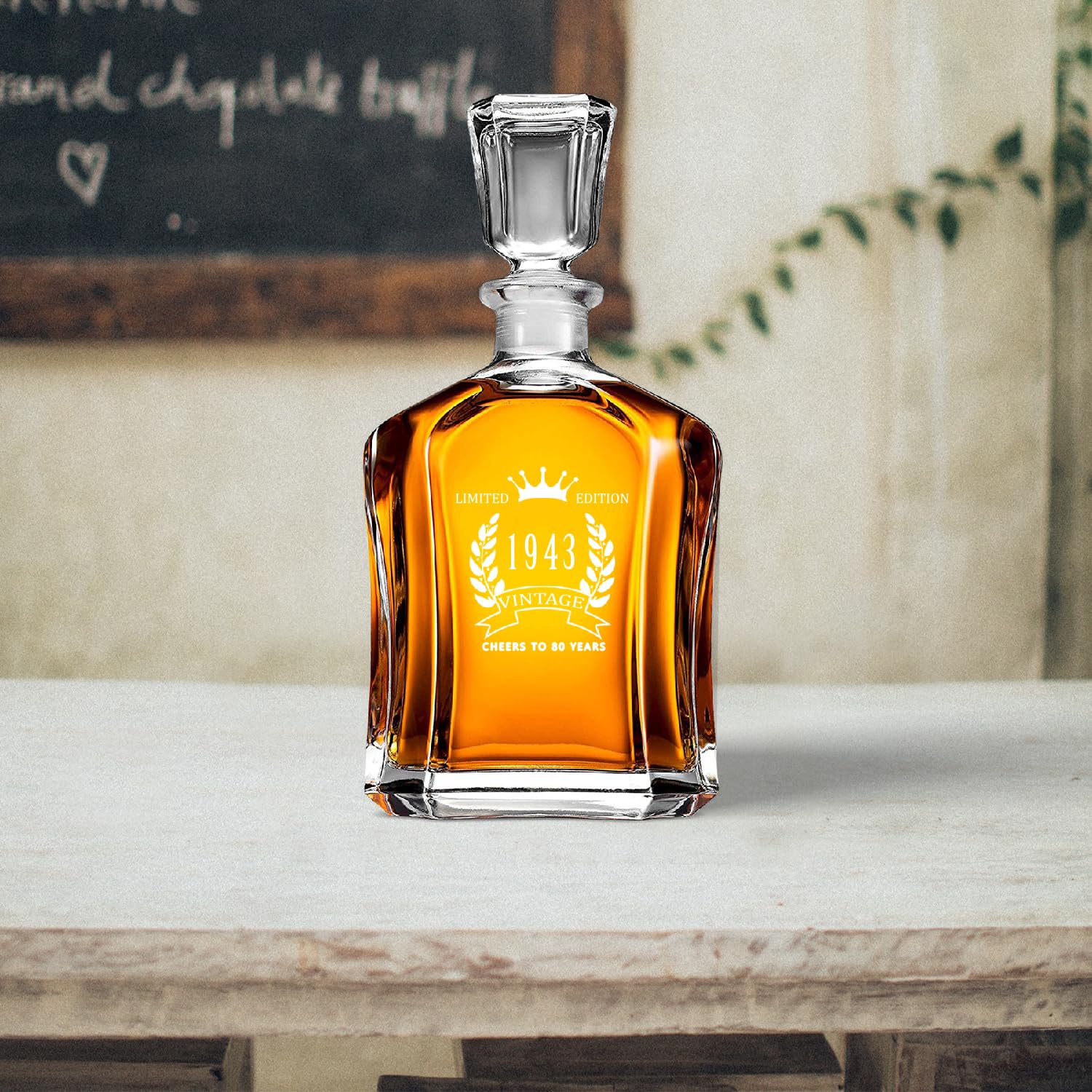 Premium Aged Whiskey Decanter Set - Perfect 80th Birthday Gift for Men, Whiskey Lovers & Collectors | Elegant Home Bar Accessory for Anniversaries, Retirement & Special Occasions