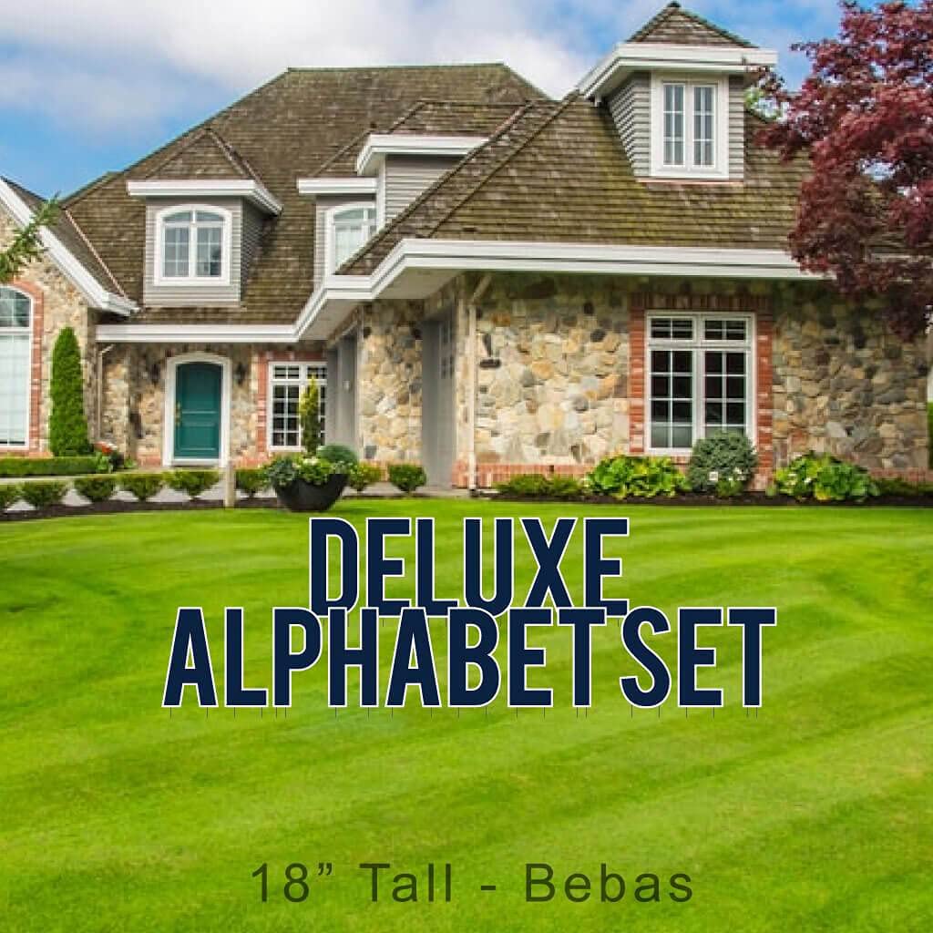 VictoryStore 18 Inch Navy Blue Yard Letters - 130pcs Deluxe Cut-Out Alphabet Outdoor Decorations for Lawn, Garden, and Party Celebrations