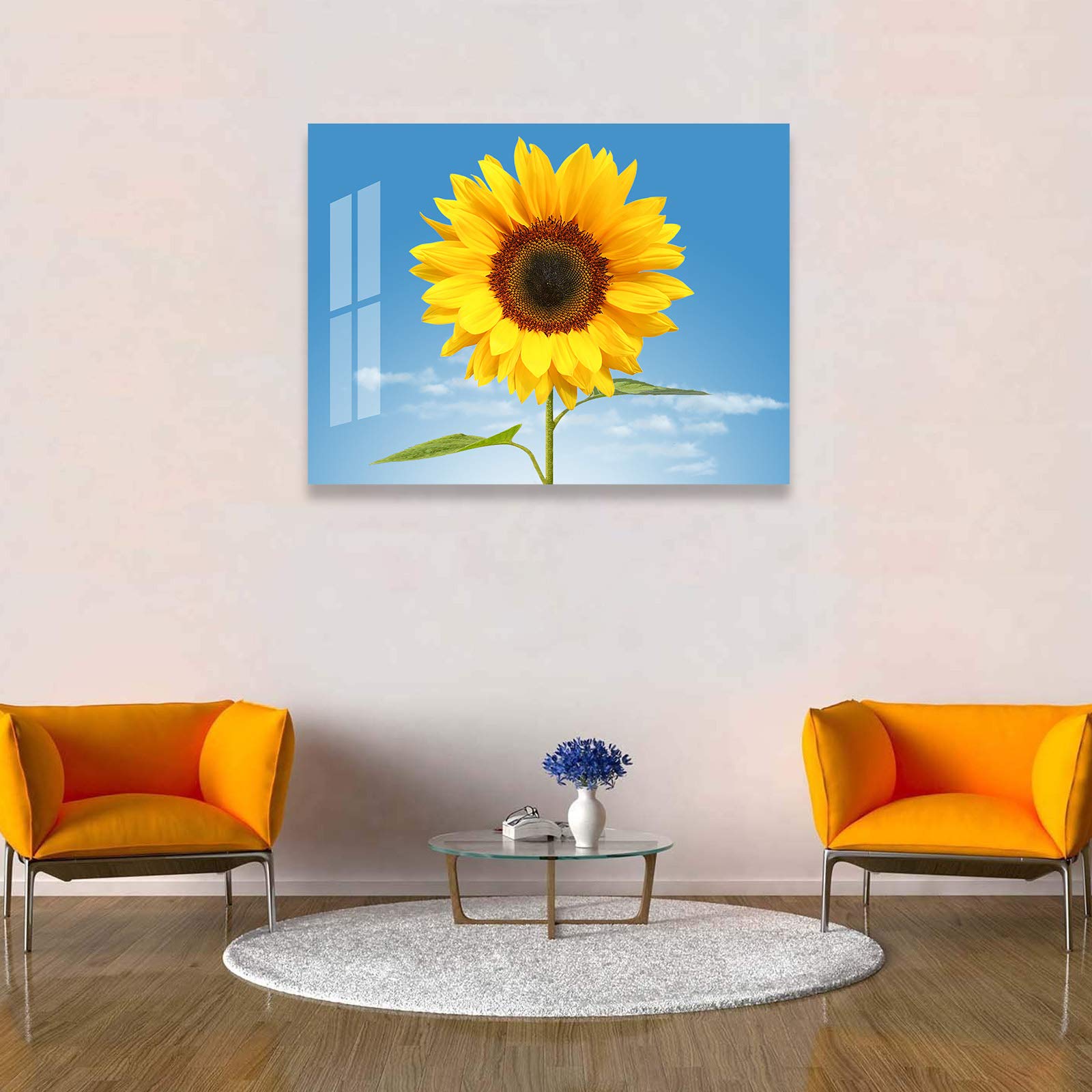 Sunflower Canvas Wall Art - 12x16 Inch Framed Decor for Bedroom & Living Room