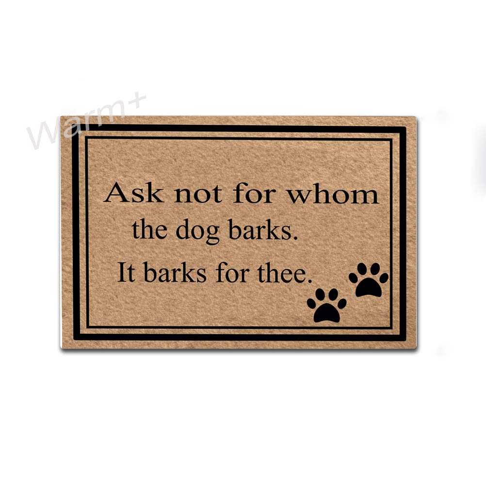 Funny Welcome Doormat with Dog Barking Quote - Non-Slip Rubber Backing, 23.6x15.7 Inch Indoor/Outdoor Entryway Rug for Front Door, Porch & Home Decor - Perfect for Pet Lovers & Humor Gifts