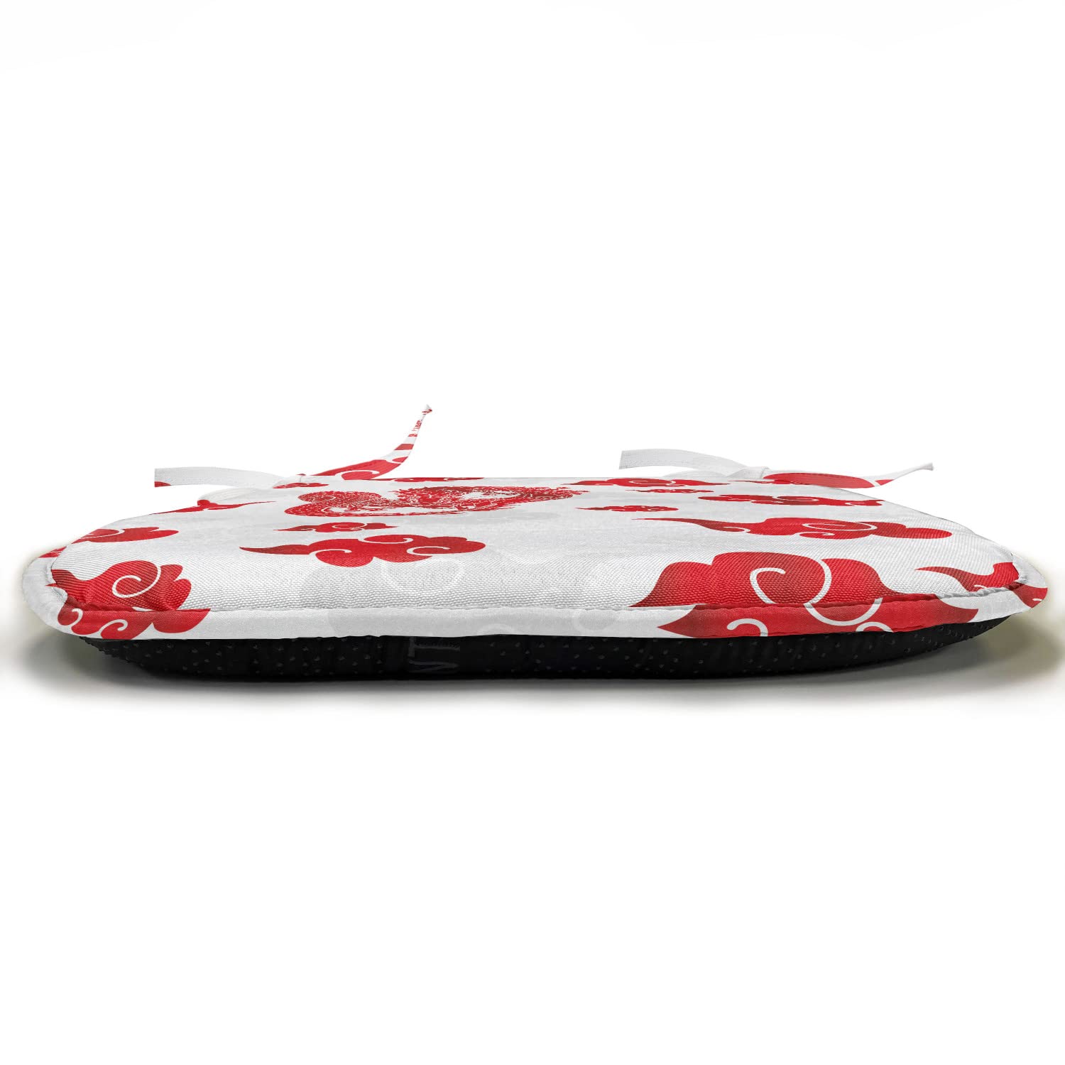 Lunarable Dragon Chair Cushion Set of 6 - Blood Red Flying Dragon with Red Clouds Mythological Design - Non-Slip Seat Pads for Kitchen, Dining, Patio & Outdoor Furniture - 16x16 Inches Red & White - Perfect for Home Decor, Asian-Themed Rooms & Fantasy Lovers