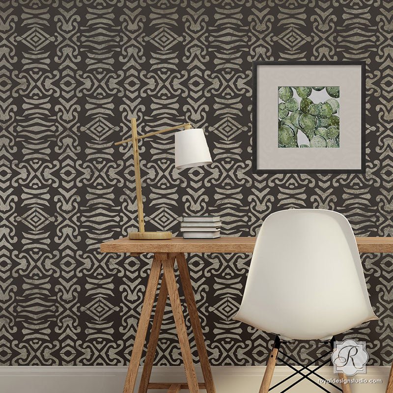 Adisa Tribal Wall Stencil - African Inspired DIY Home Decor Stencils for Painting, Wall Art, and Furniture - Perfect for Bedrooms, Living Rooms, and Craft Projects