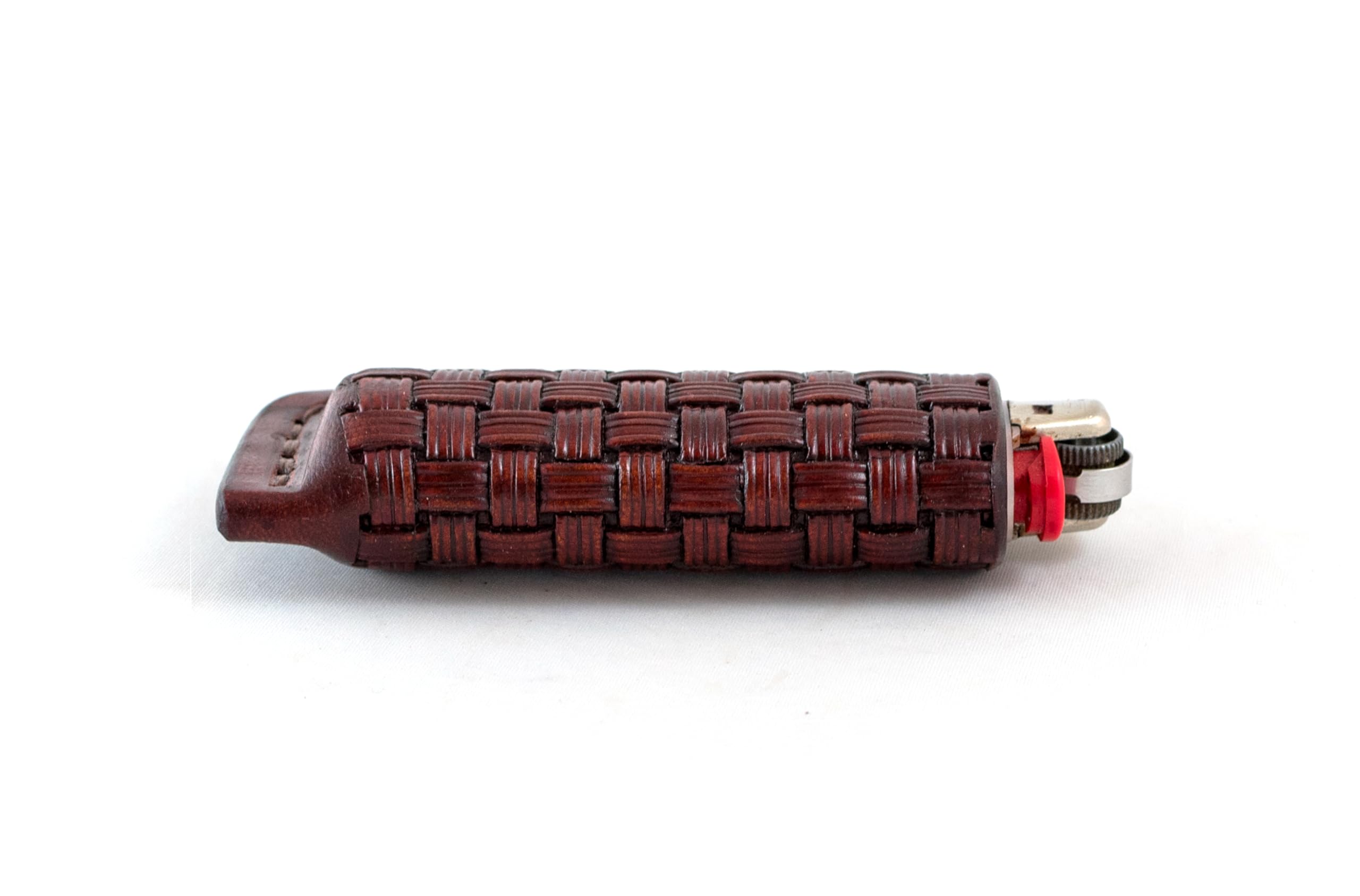 **Genuine Leather BIC Lighter Case – Handcrafted Basket Weave Design, Premium Lighter Holder & Cover for Everyday Carry, Outdoor Adventures, and Gifts**