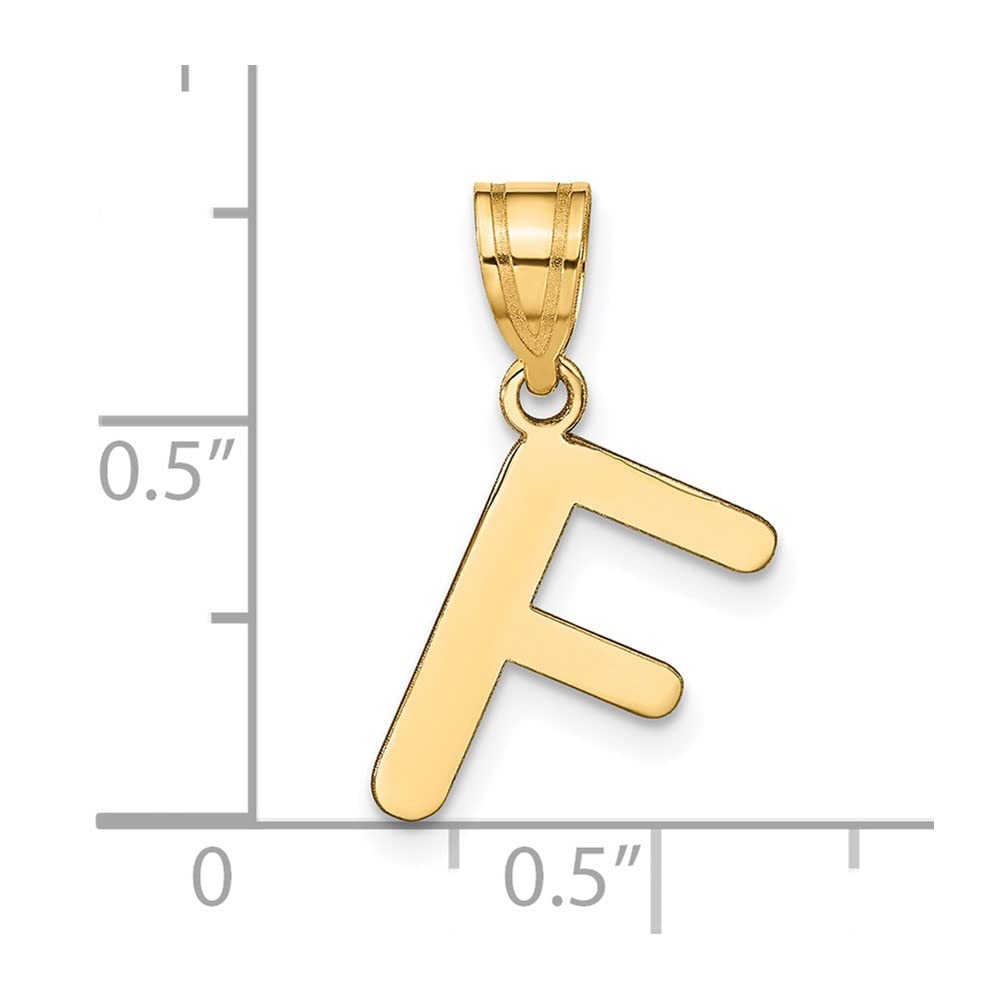 14K Yellow Gold Polished Bubble Letter F Initial Pendant Necklace - Elegant Personalized Jewelry Gift for Women, Perfect for Birthdays, Anniversaries and Special Occasions