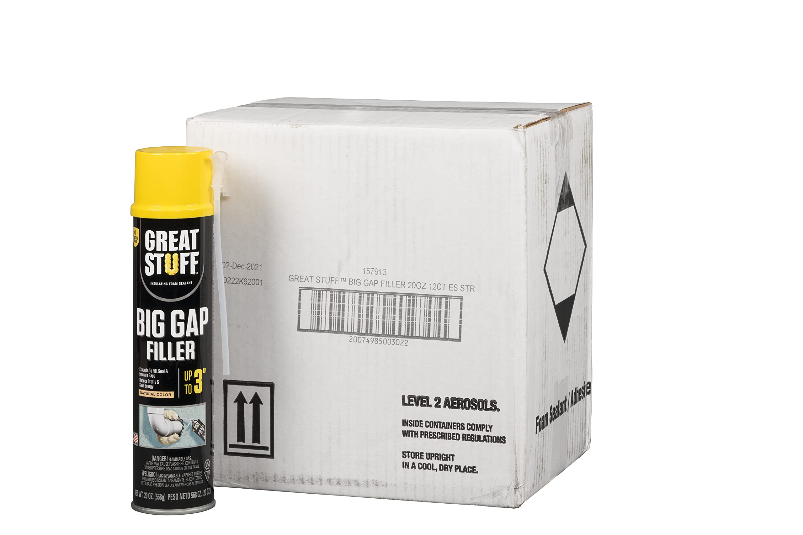 GREAT STUFF Big Gap Filler Insulating Foam Sealant - 20 oz (12 Pack) | Expanding Foam for Home Insulation, Air Sealing & Pest Control | Perfect for Windows, Doors, Pipes & Cracks