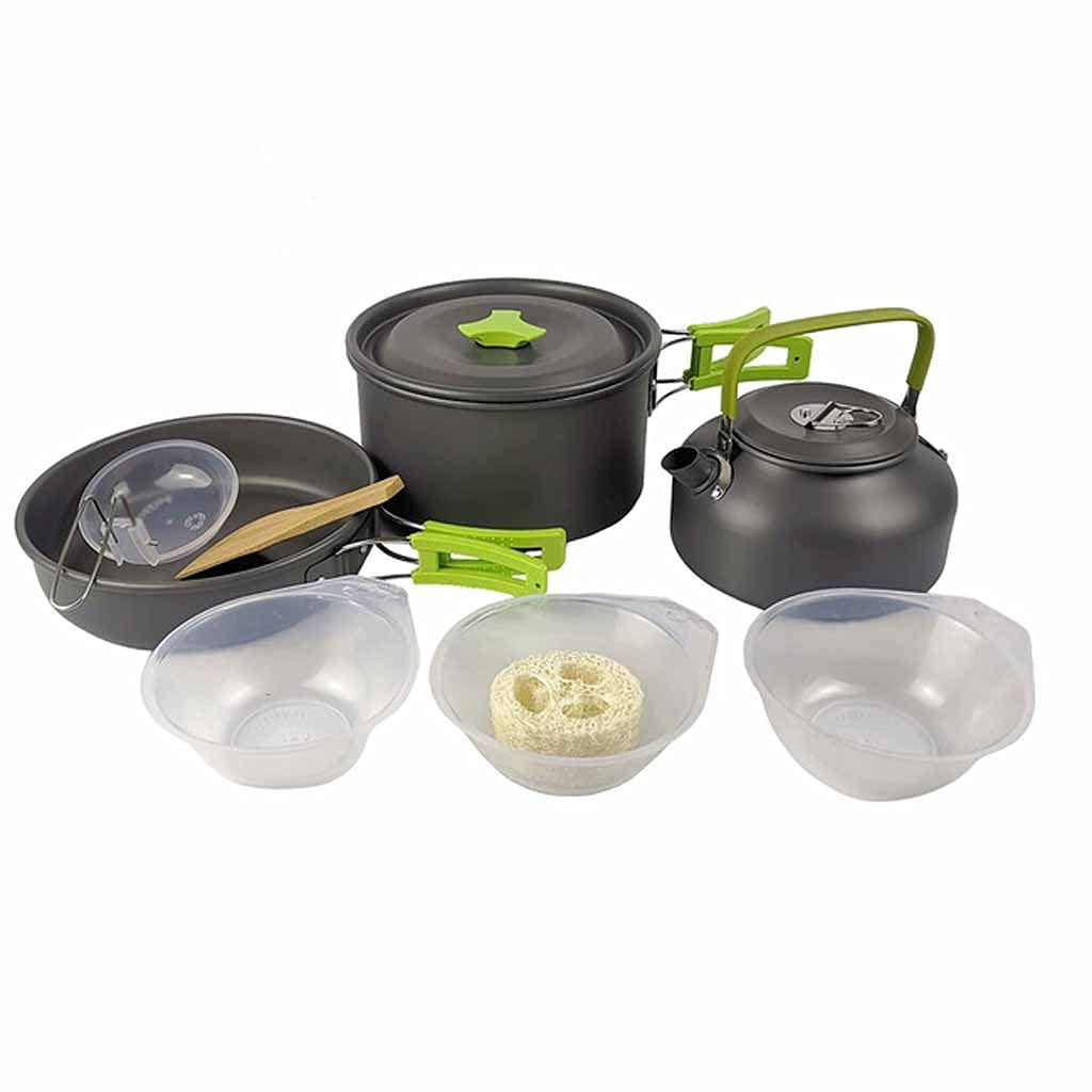 **EODNSOFN Camping Cookware Set - Lightweight Aluminum Cooking Utensils Kit with Water Kettle, Pan & Pot for BBQ, Travel, Picnic & Outdoor Adventures (Color: Blue)** - Perfect for Backpacking, Hiking, and Camping Trips