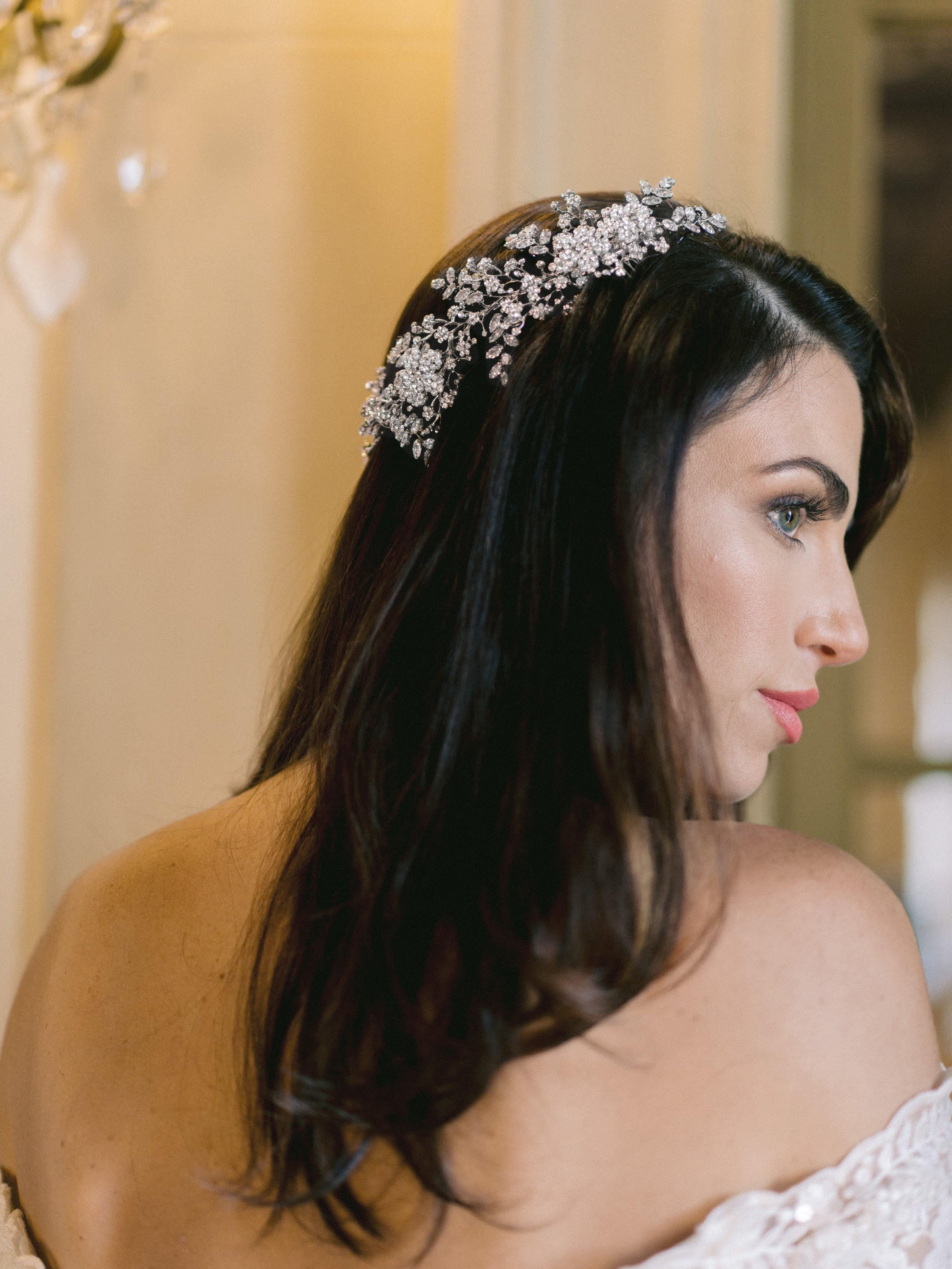 ELISABETTA Simulated Diamond Bridal Headpiece - Elegant Wedding Hair Accessory for Brides, Bridesmaids & Prom | Perfect for Weddings, Formal Events & Special Occasions
