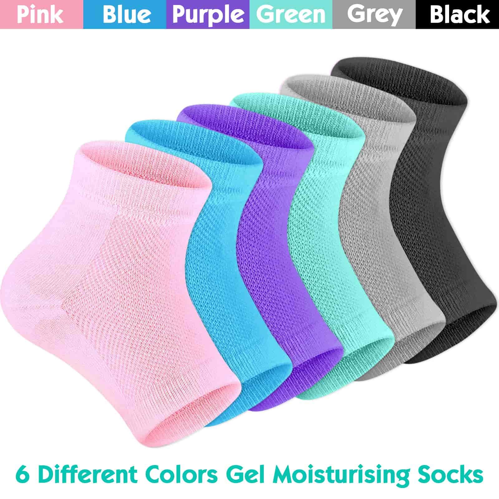 Selizo 6 Pairs Moisturizing Open Toe Socks for Women - Cracked Heel Repair Gel Socks for Dry, Hard Feet - Soft Foot Care with 6 Color Options - Perfect for Overnight Treatment, Pedicures & Relaxation