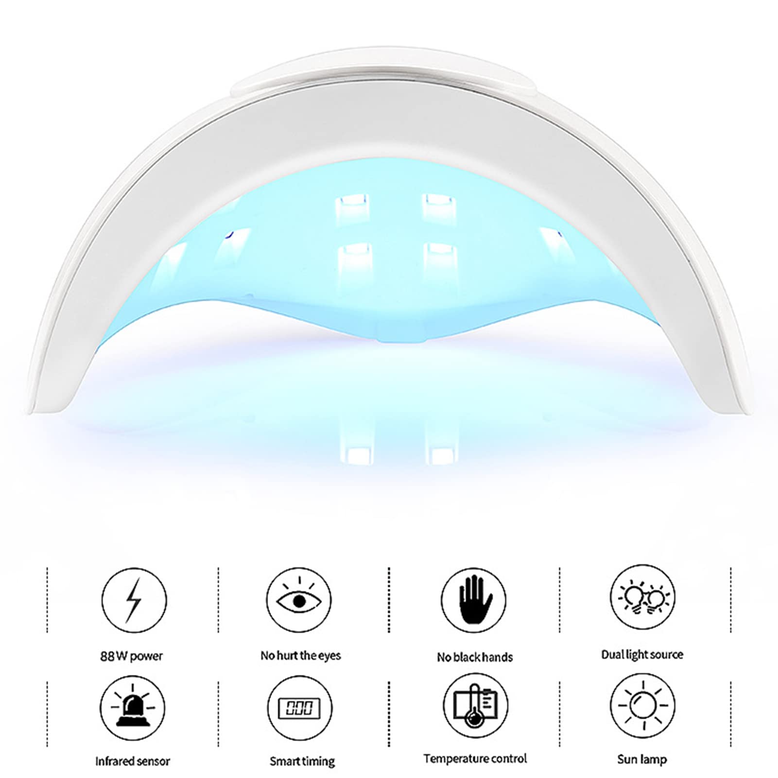 Professional LED Nail Lamp with Temperature Control & USB Power - Fast Drying UV Gel Polish Curing Light for Acrylic Nails, Manicure & Pedicure Salon Equipment | Perfect for Home Use & Professional Nail Salons