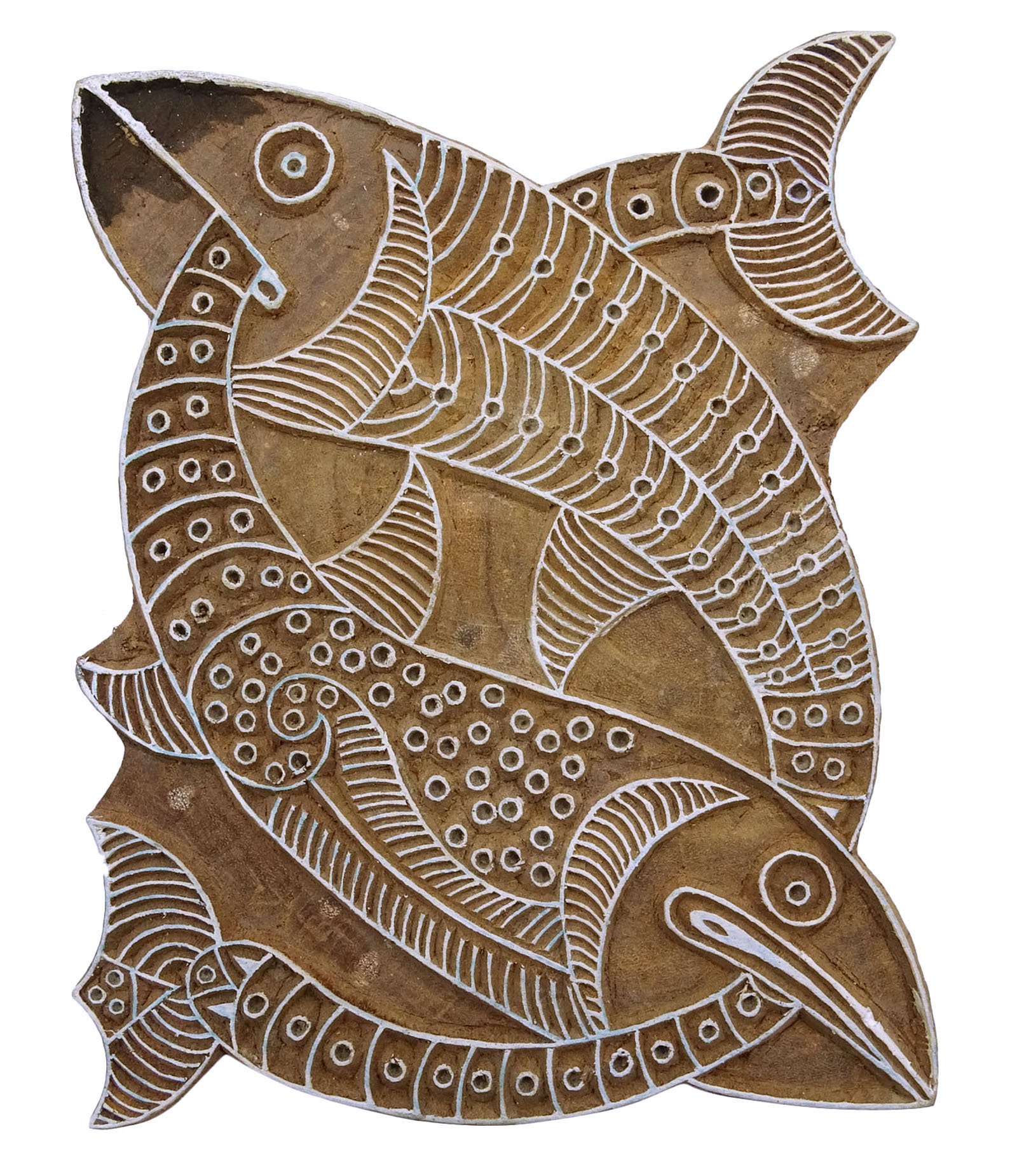 Handmade Indian Wooden Fish Textile Stamp - Eco-Friendly Printing Block for DIY Fabric, Paper & Home Decor Projects - Perfect for Scrapbooking, Card Making & Crafting