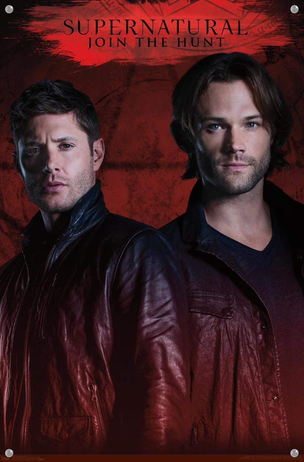 Supernatural Red Wall Poster with Push Pins - Gothic Decor for Bedroom, Living Room & Office - Perfect for TV Show Fans & Home Decor