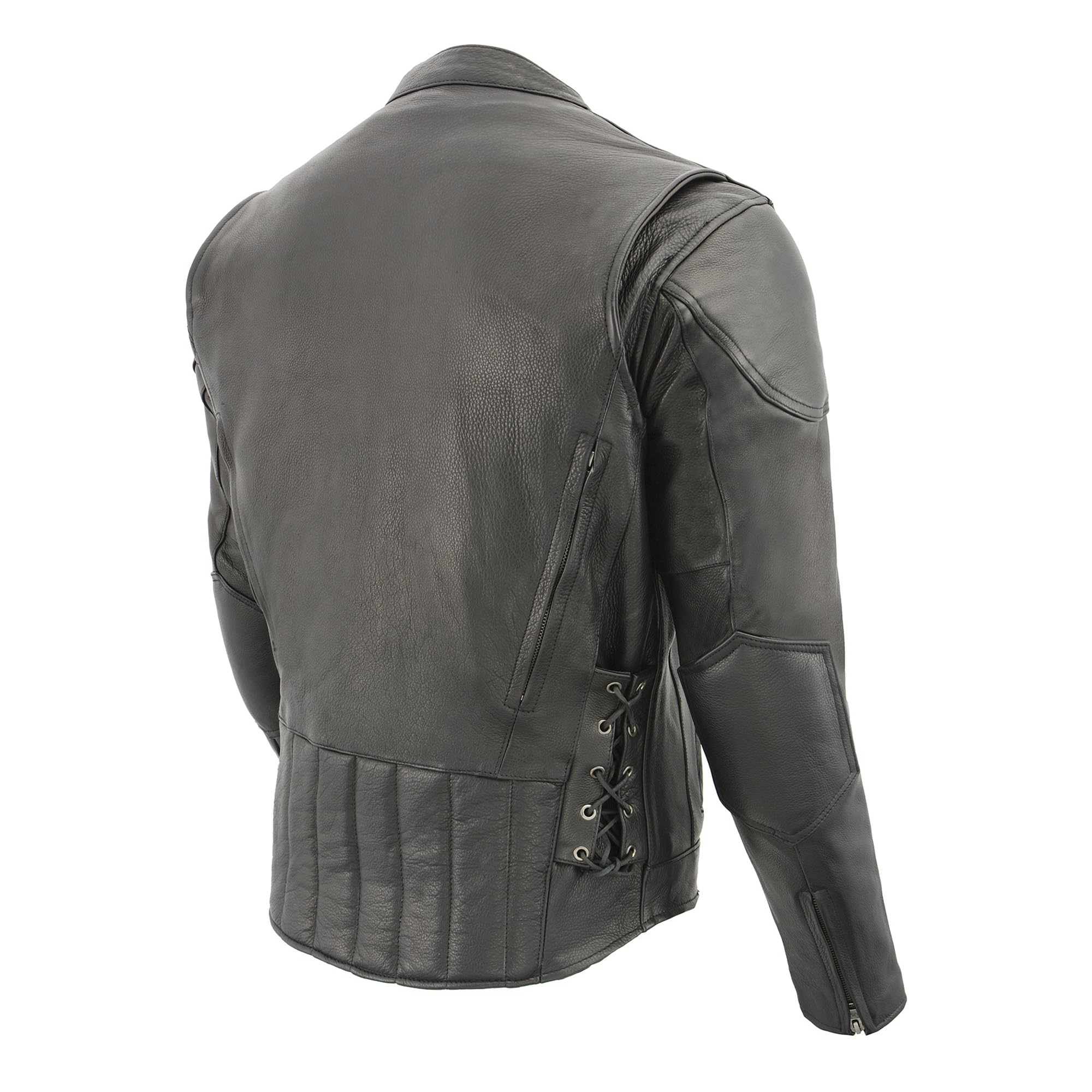 Milwaukee Leather ML1010 Men's Side Lace Vented Black Leather Scooter Jacket - Black | Motorcycle Riding & Urban Fashion | Perfect for Bikers & Streetwear Enthusiasts