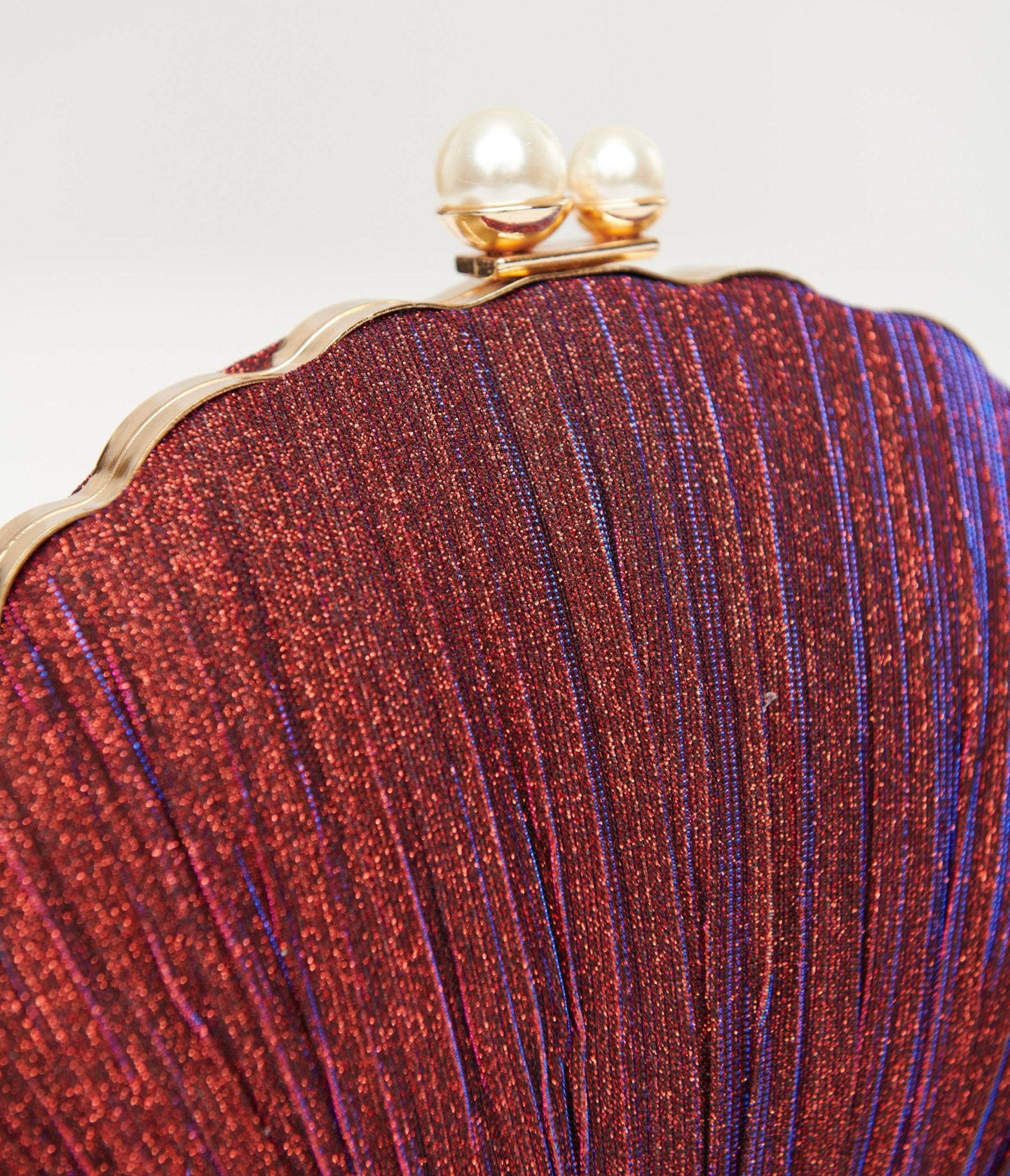 Vintage 1950s Iridescent Purple Sparkle Scallop Handbag - Retro Glam Evening Clutch for Parties, Weddings & Special Occasions