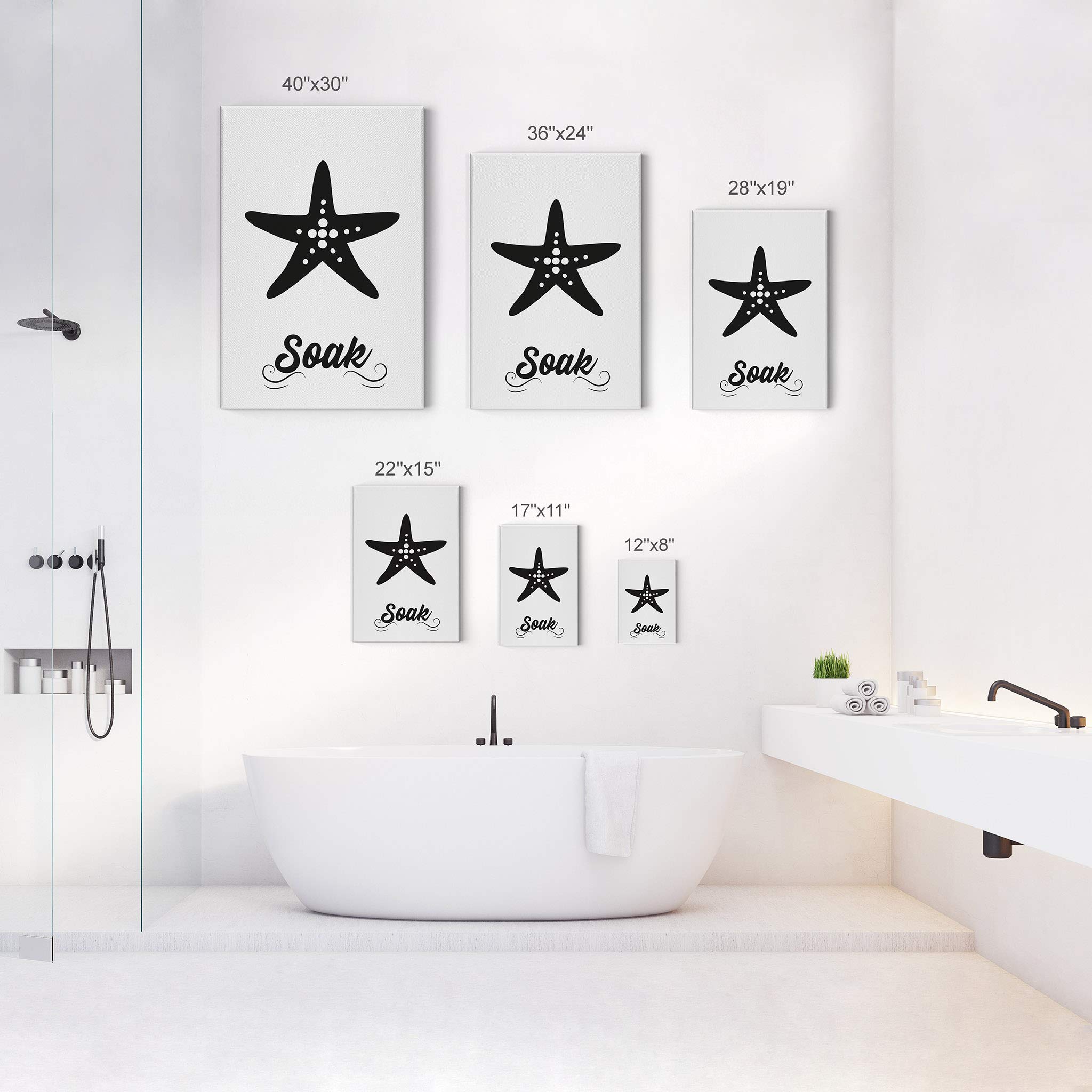 Starfish Nautical Canvas Print - Bathroom Wall Decor for Coastal Homes