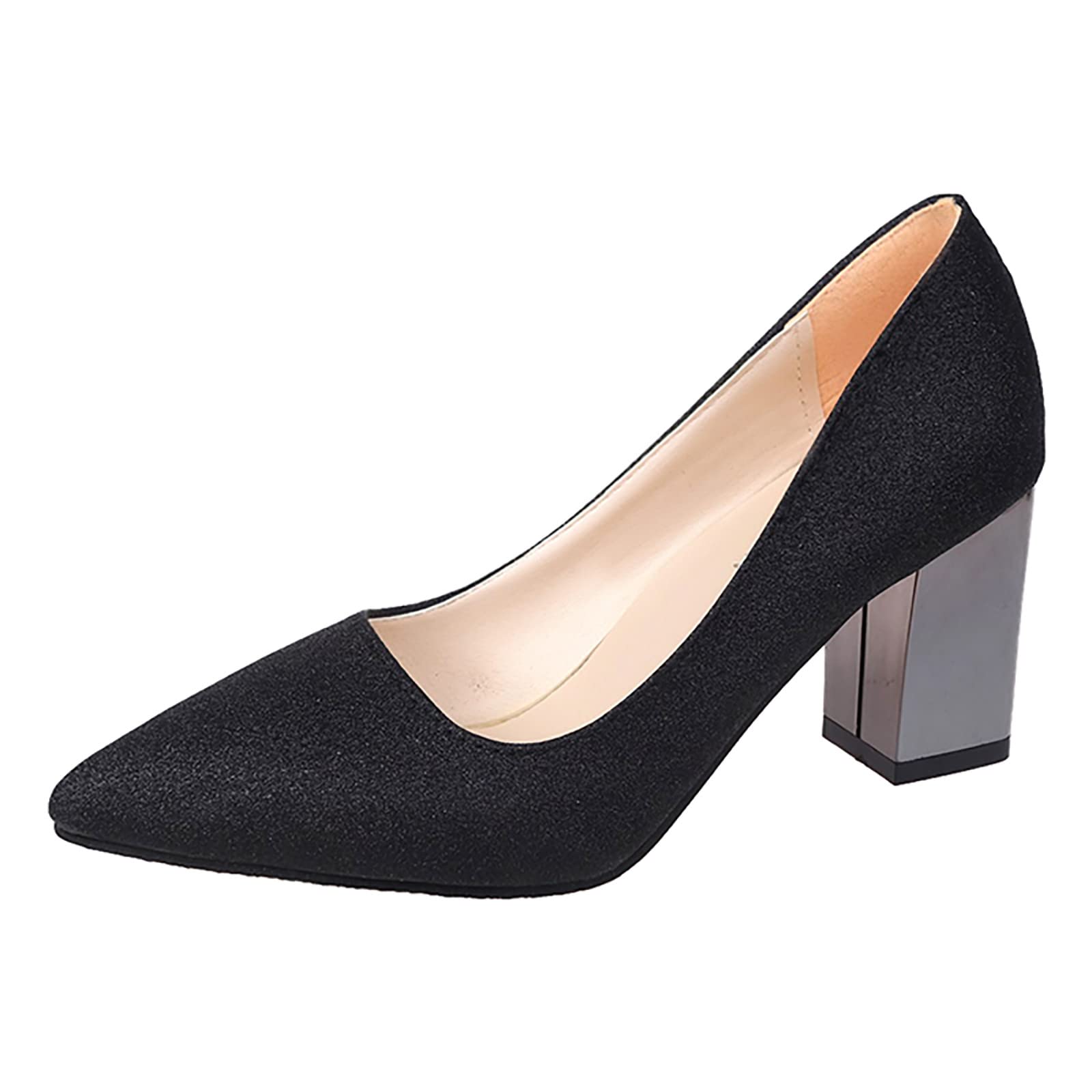 Cyddersly Women's High Heel Pumps - Chunky Heel Stiletto Dress Shoes for Wedding, Bride, Party & Formal Occasions | Comfortable & Stylish Women's Dress Shoes for Evening Events, Prom, Office & Special Occasions
