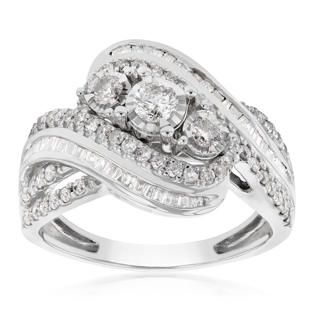 10ct White Gold 1 Carat Diamond Engagement Ring for Women - Perfect for Proposals, Weddings & Anniversaries