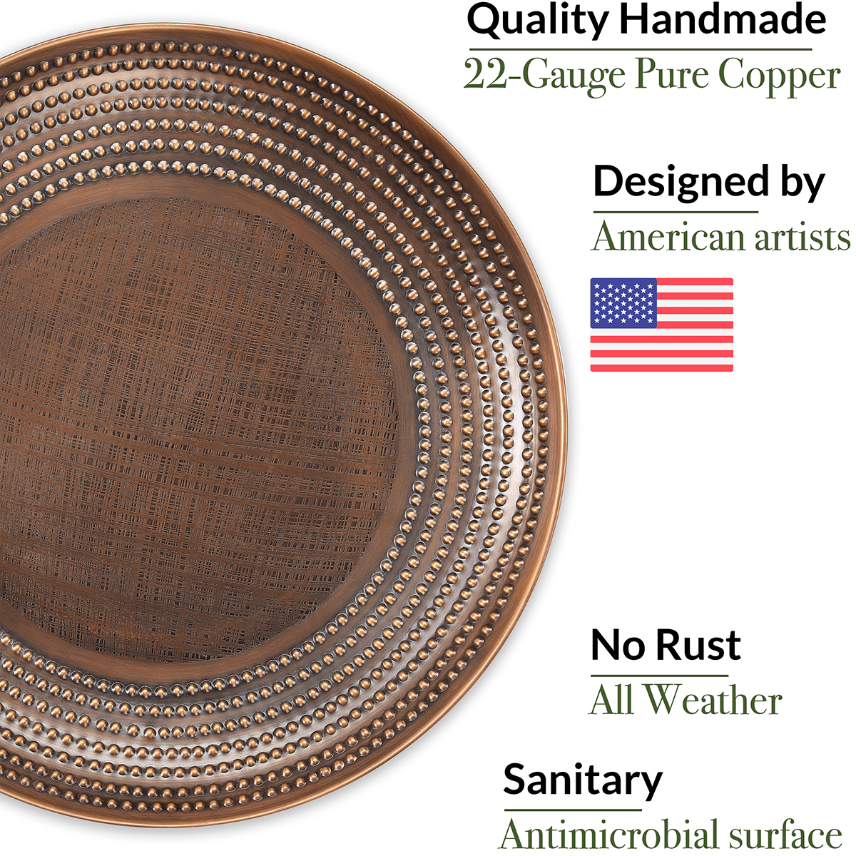 13.5 Inch Beaded Hanging Copper Bird Bath - Outdoor Garden Decor for Birds, Patio & Backyard Bird Watching Accessory