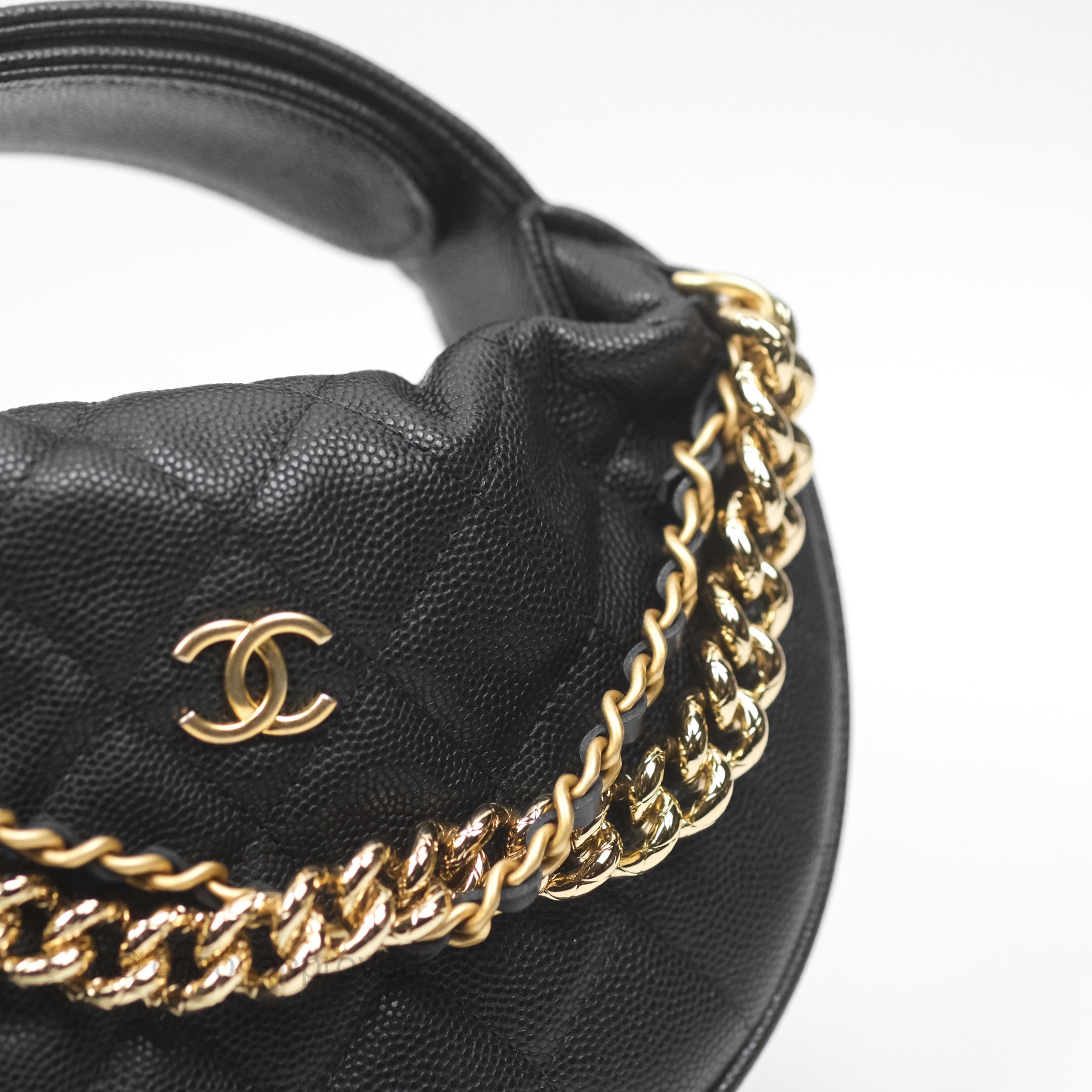 Chanel Black Caviar Leather Bow Hobo Pouch with Gold Hardware - Luxury Designer Crossbody Bag for Women | Perfect for Evening Parties, Date Nights & Special Occasions