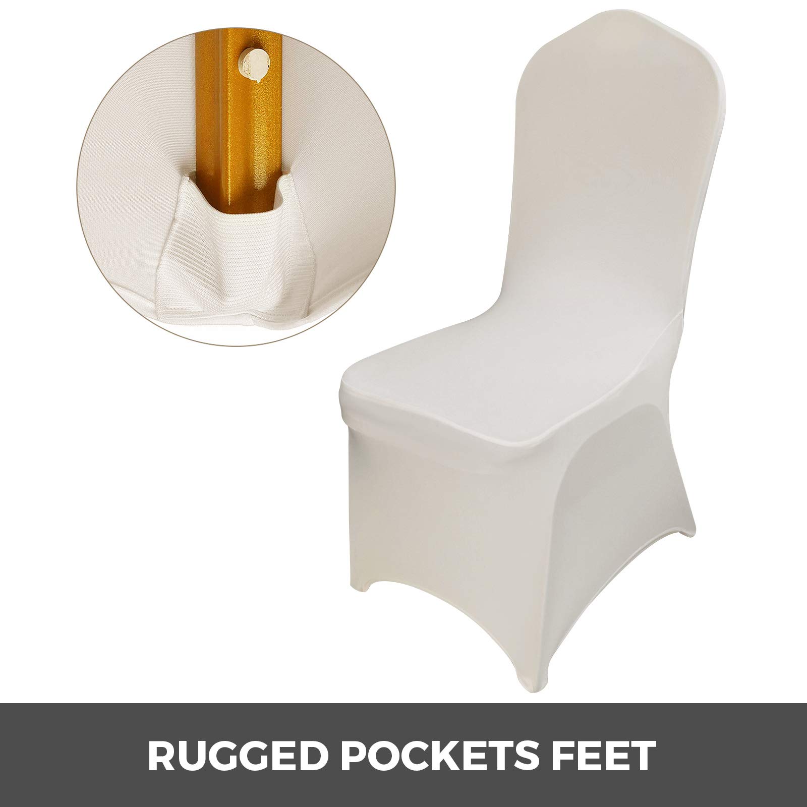 Happybuy 100 Pack Ivory Stretch Chair Covers - Polyester Spandex Slipcovers for Banquet, Dining, Party & Wedding Decor - Folding Flat Front Chair Covers (Perfect for Events, Restaurants & Home Decor)