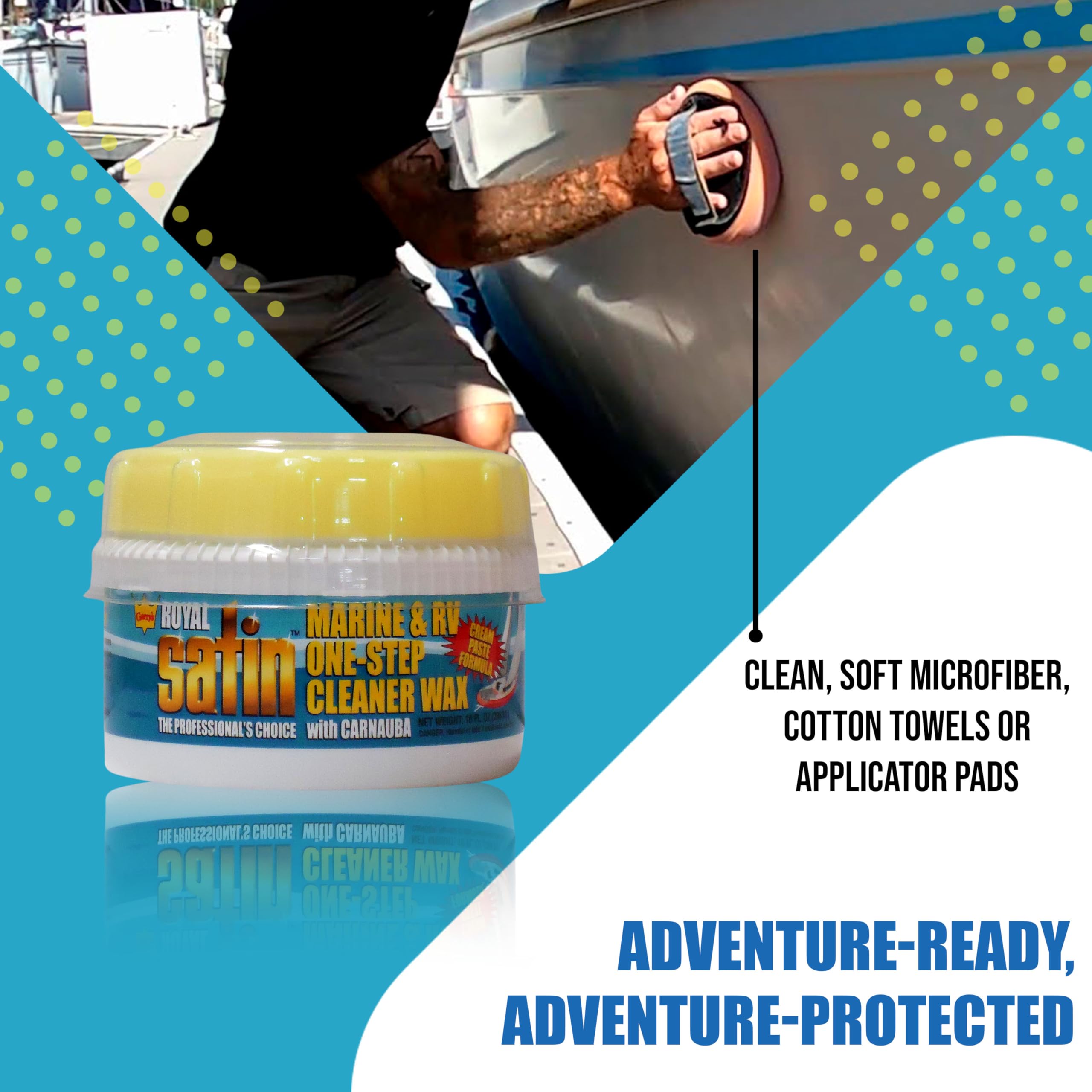 Garry's Royal Satin Marine & RV ONE STEP Cleaner Wax - 10 oz | All-in-One Boat, RV & Vehicle Polish & Protectant | Restores Shine & Protects Against UV Rays