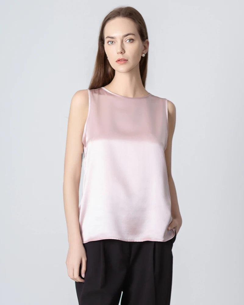 Elegant Sleeveless Lace-Up Silk Blouse for Women | Breathable Summer Top | Perfect for Office Wear, Date Night & Special Occasions