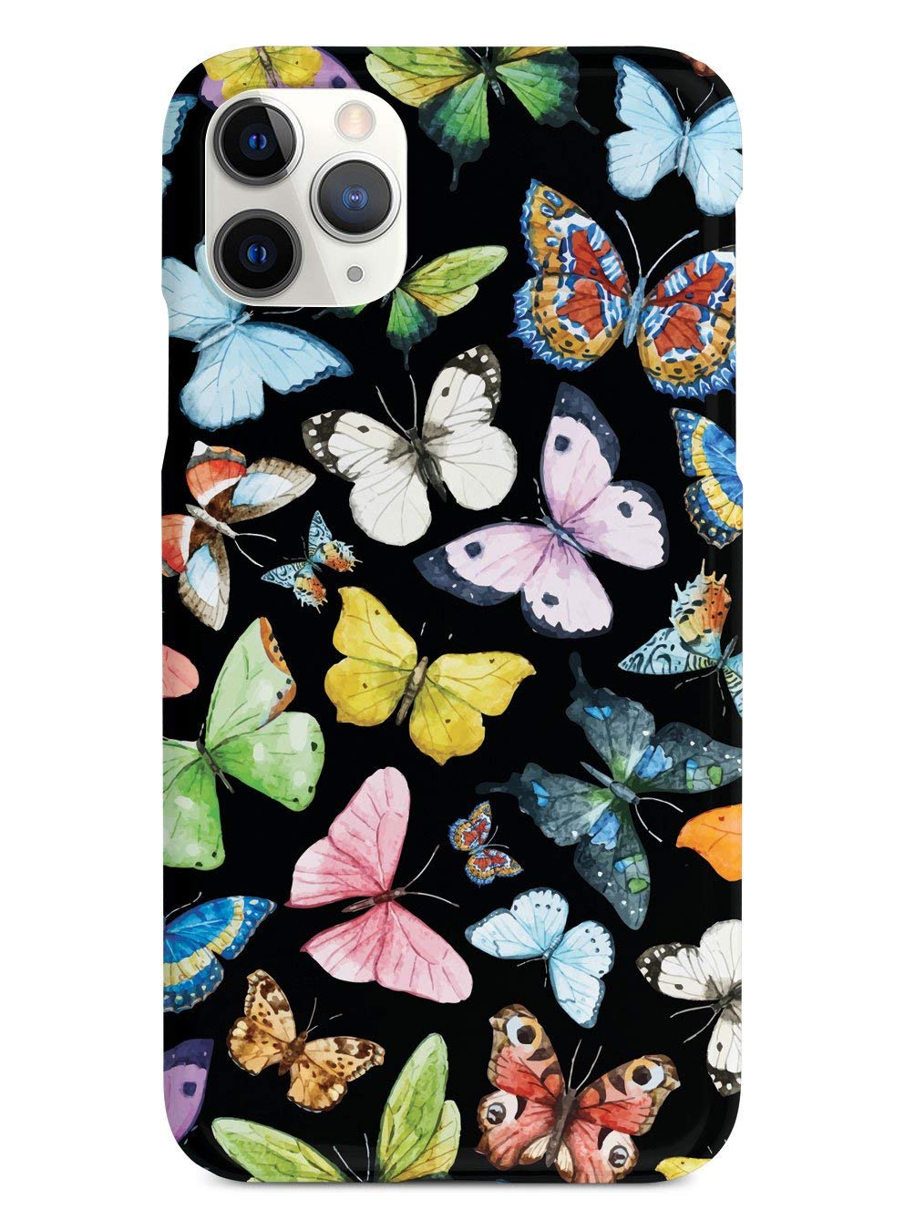 Inspired Cases - Premium 3D Textured Protective Phone Case Compatible with iPhone 12 Pro - Watercolor Butterflies Design - Shockproof & Anti-Scratch - Perfect for Daily Use, Travel & Outdoor Activities (Black)