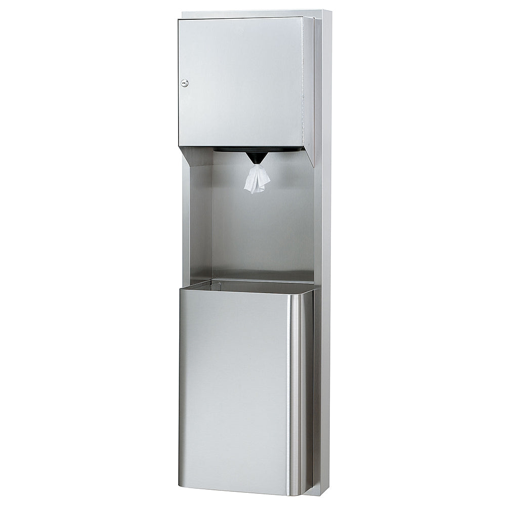 Bradley 236-0000 Recessed Center Pull 12 Gallon Towel Waste Container - Ideal for Restrooms, Hospitals & Commercial Spaces