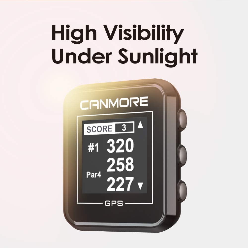 CANMORE HG300 Golf GPS Watch (Black) - Bundle with Extra Charging Cable, Clip & Magnet - Lightweight & User-Friendly Design - 40,000+ Free Golf Courses Worldwide - Perfect for Golfers, Tournaments & Practice Rounds