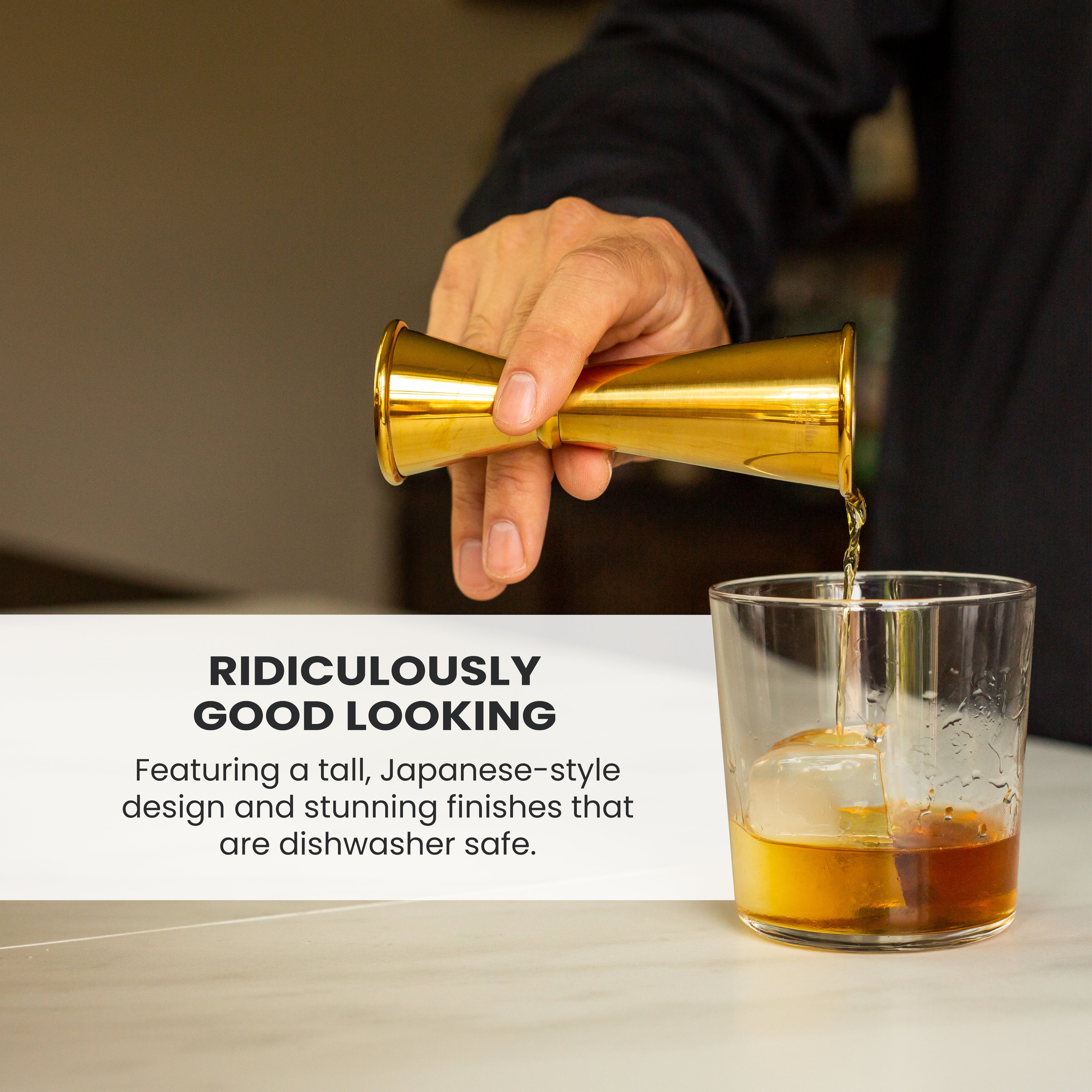 Premium Stainless Steel Japanese Jigger - Professional Cocktail Measuring Tool for Bartenders - Perfect for Mixing Martinis, Margaritas & Craft Cocktails at Home or Bar
