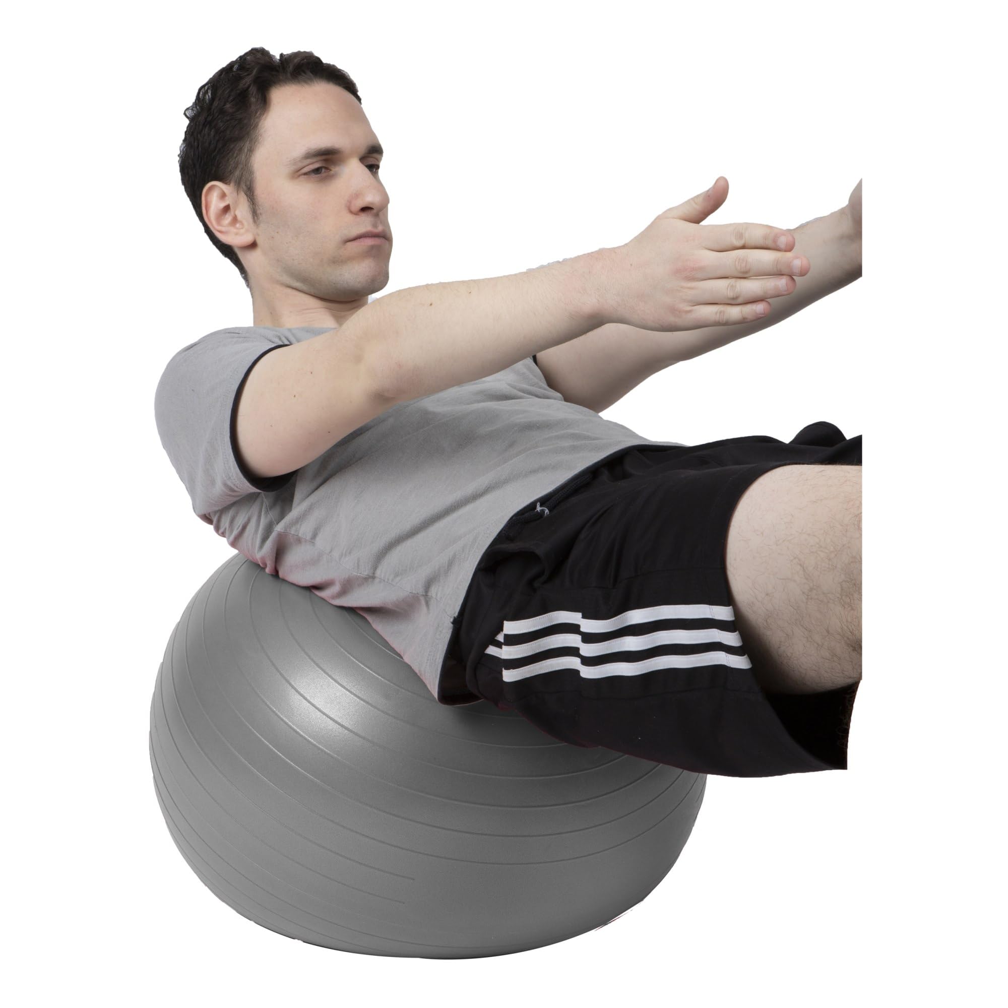Mind Reader 75cm Anti-Burst Exercise Ball for Yoga, Pilates & Home Office Stability - Heavy Duty Birthing Ball with Quick Pump Included - Perfect for Fitness, Balance Training & Pregnancy Workouts (Grey, Multiple Sizes)