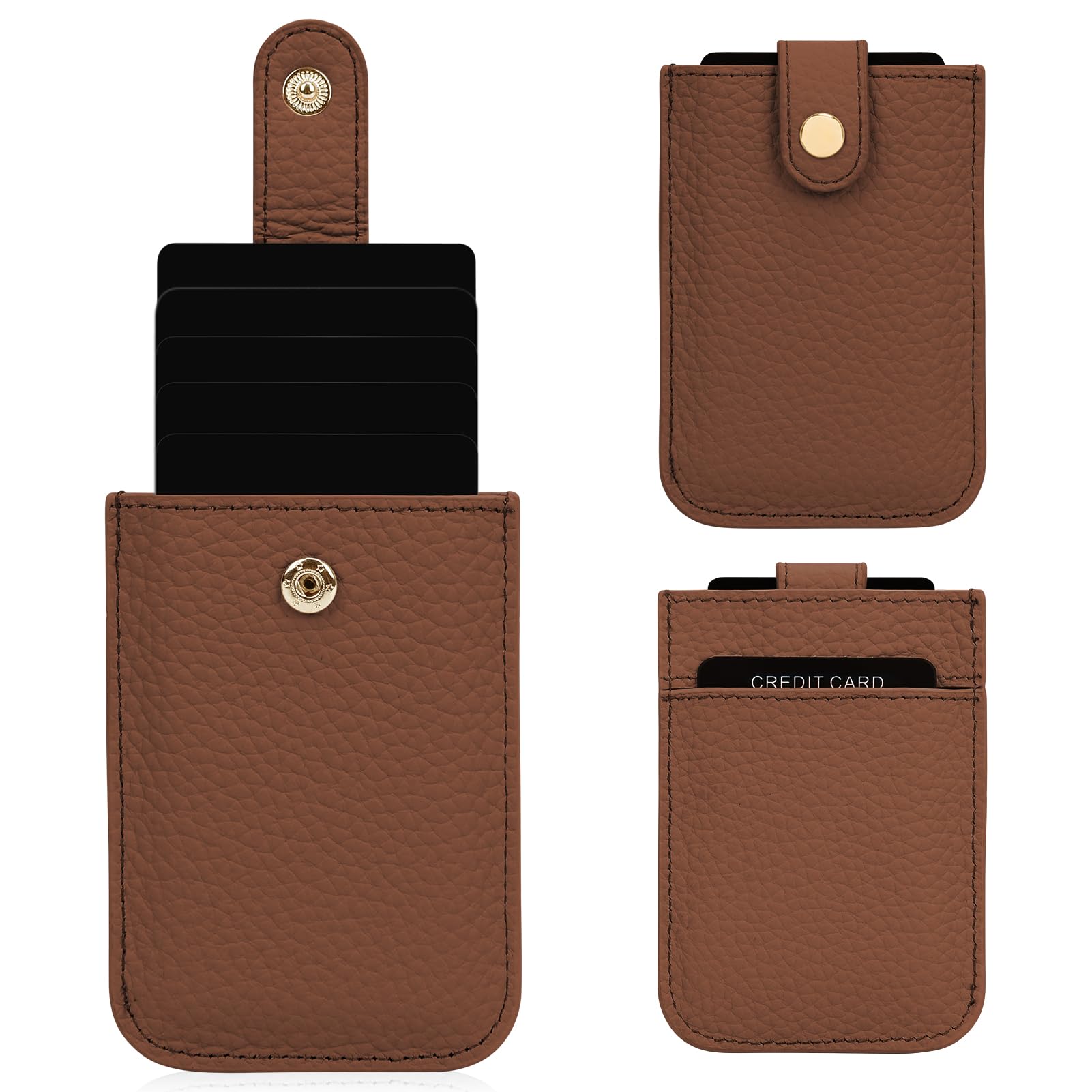 Unaone Slim Minimalist RFID Blocking Wallet - Soft Leather Front Pocket Card Holder for Men & Women | Pull-Out Card Organizer | Perfect for Travel, Work & Everyday Use (Caramel)