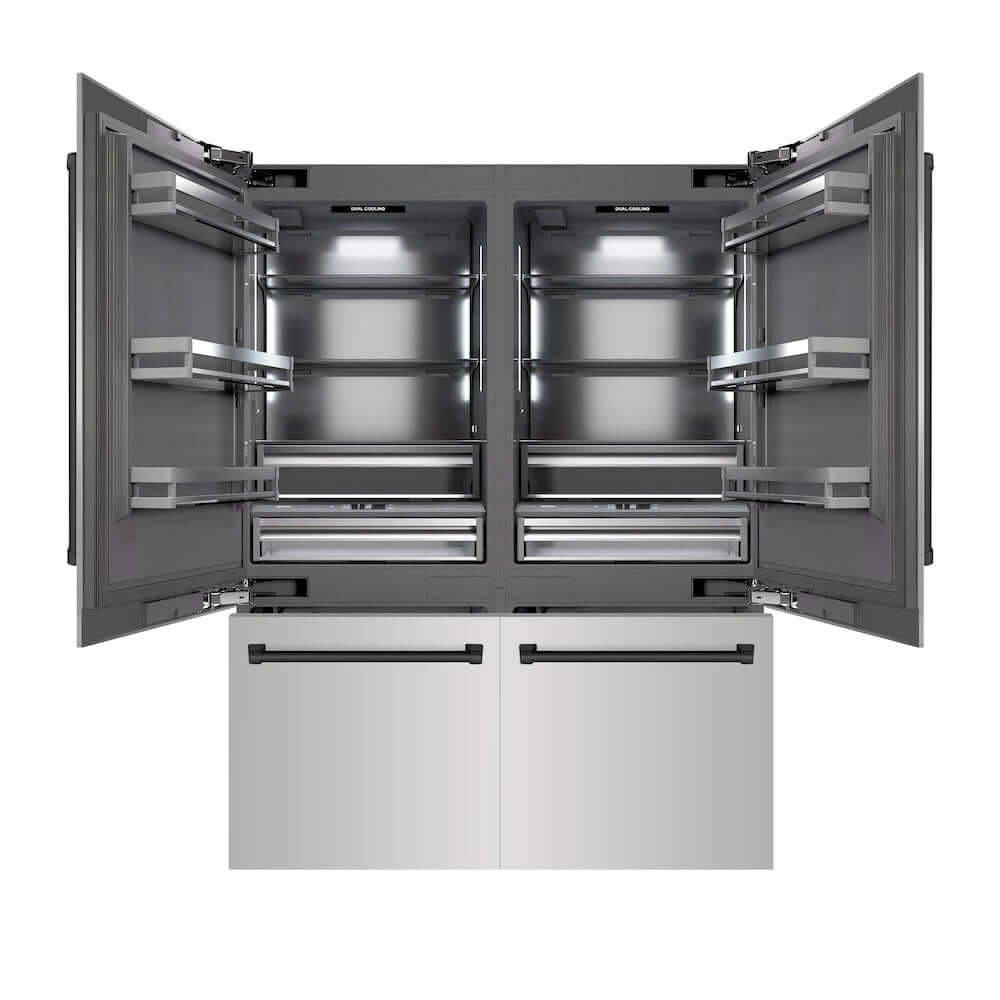 ZLINE Autograph Edition 60-Inch French Door Built-In Refrigerator - 32.2 cu. ft. Capacity, Bottom Freezer, Water Dispenser & Ice Maker - Stainless Steel with Graphite Gray Interior & Matte Black Accents (GRBIVZ 304 60MB) - Perfect for Modern Kitchens & Luxury Homes