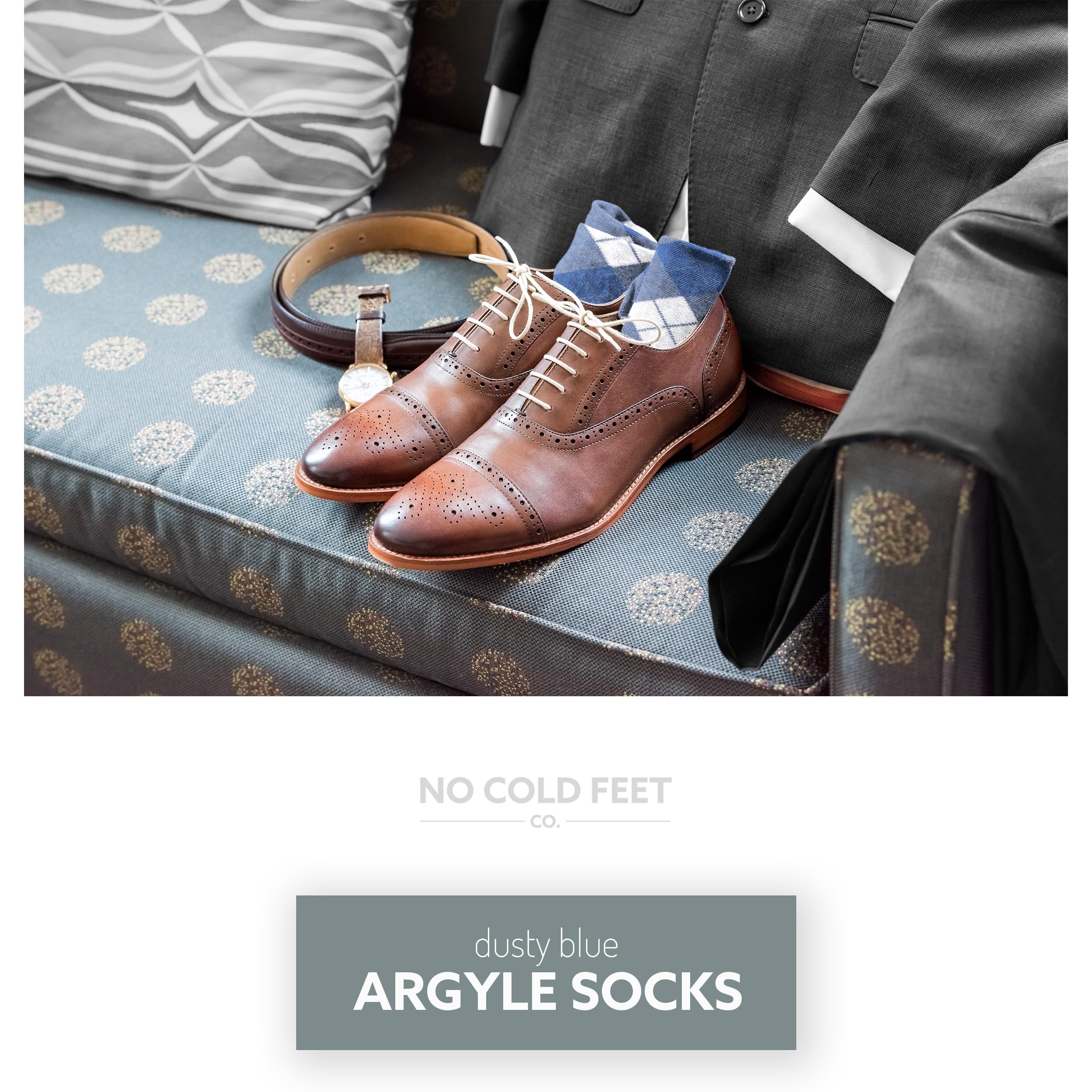 Fun Blue Colorful Novelty Dress Socks for Men - 8 Pack | Casual, Formal & Groomsmen Wedding Socks | Perfect for Parties, Office Wear & Special Occasions