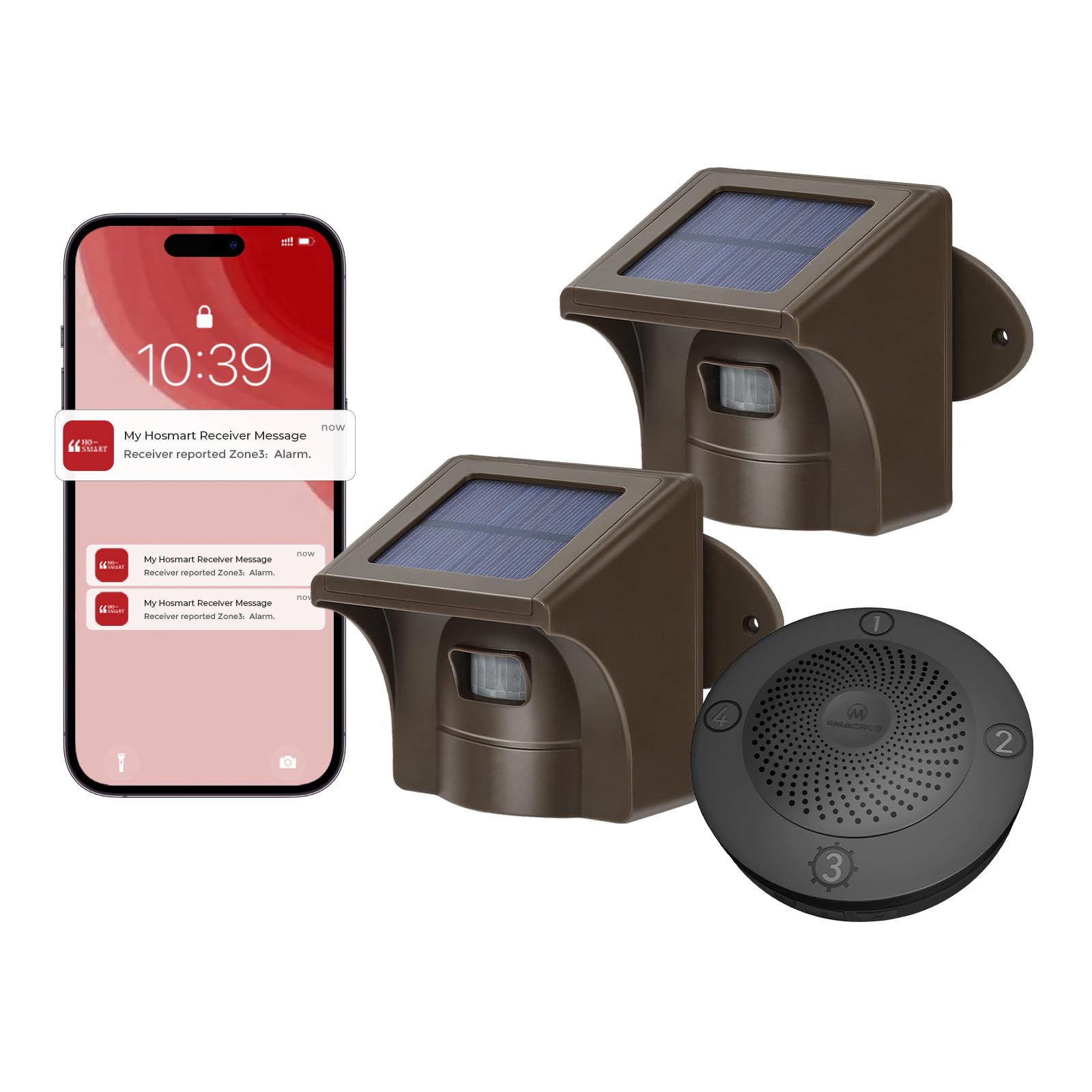 eMACROS Pro 3 Solar Wireless Driveway Alarm - 1/2 Mile Long Range, Weatherproof Motion Sensor with Smartphone App | Outdoor Security for Homes, Driveways & Garages (Ideal for Property Protection & Intruder Detection)