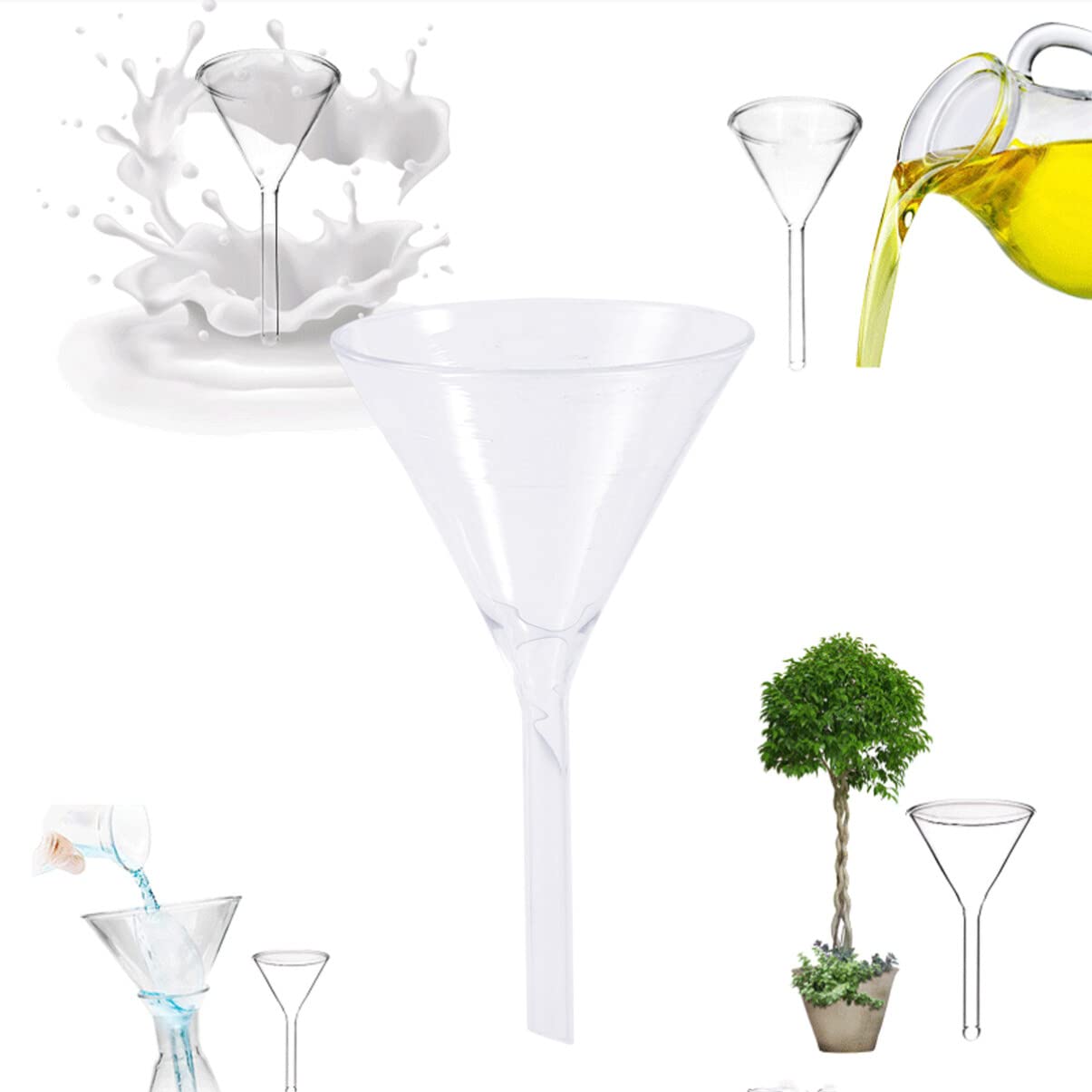Mipcase 40mm Borosilicate Glass Funnel - Lab Bottle Filling Funnel for Chemistry Experiments & Essential Oil Transfer - Durable Laboratory Glassware for Precise Liquid Pouring