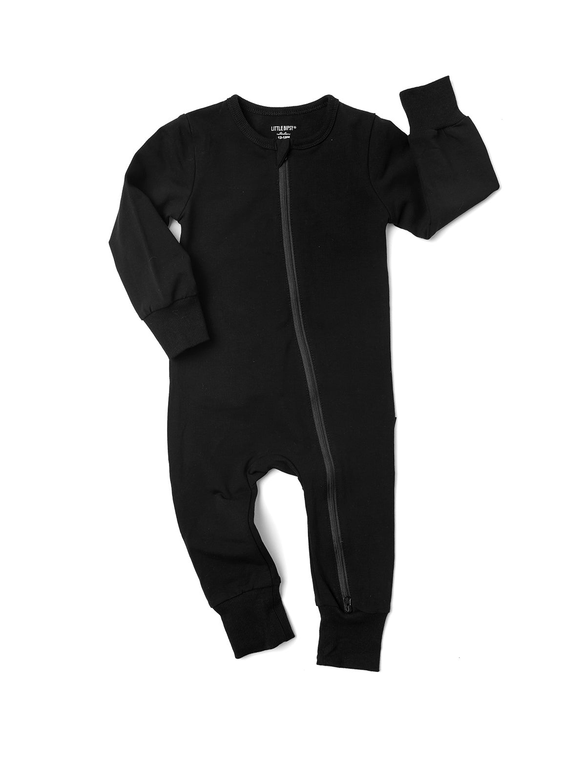 2-Way Zip Romper for Baby Boys & Girls - Black | Easy Diaper Change & Comfortable Sleepwear for Newborns & Toddlers