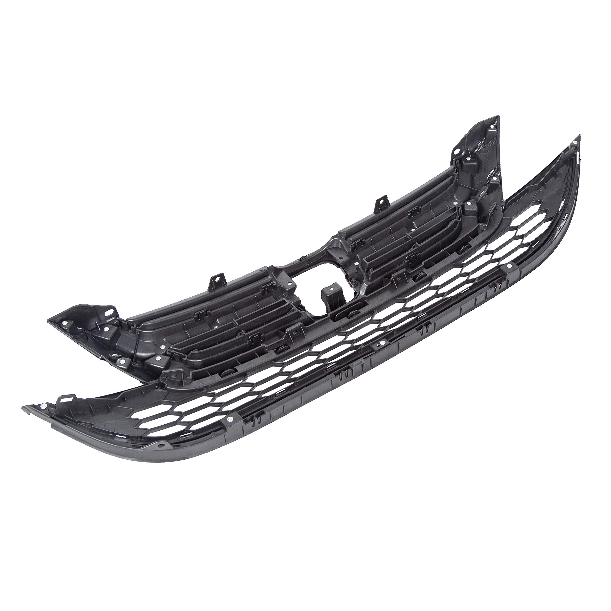 ECOTRIC Chrome Front Upper Bumper Hood Grill & Lower Mesh Grille Compatible with 2010-2011 Honda CR-V | Replacement Car Accessories for Enhanced Style & Protection | Perfect for Off-Road, Daily Driving & Car Customization