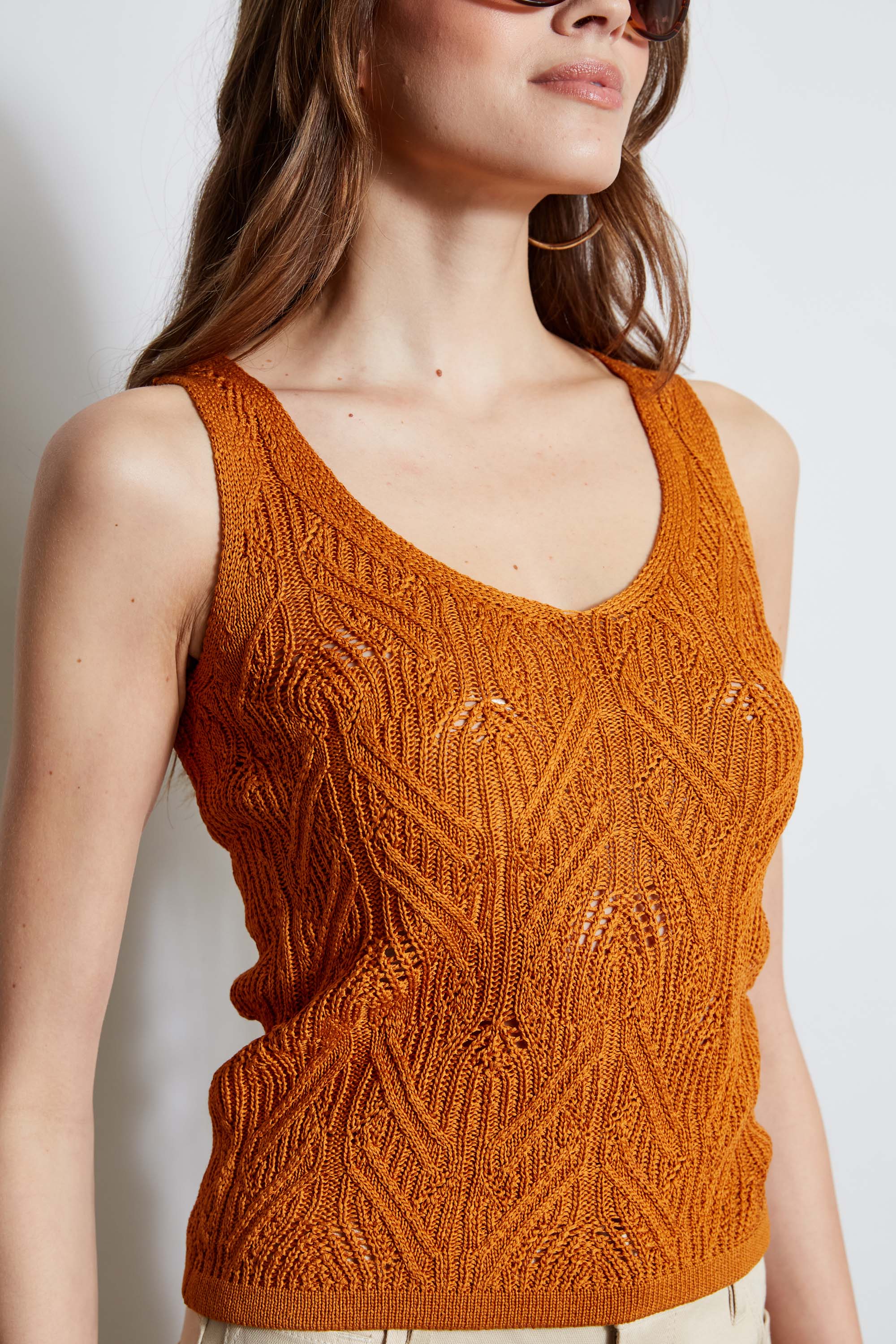 Soft Cotton Crochet V-Neck Sweater for Women - Cozy Pullover Knit Top - Perfect for Casual Outfits, Layering & Fall Fashion