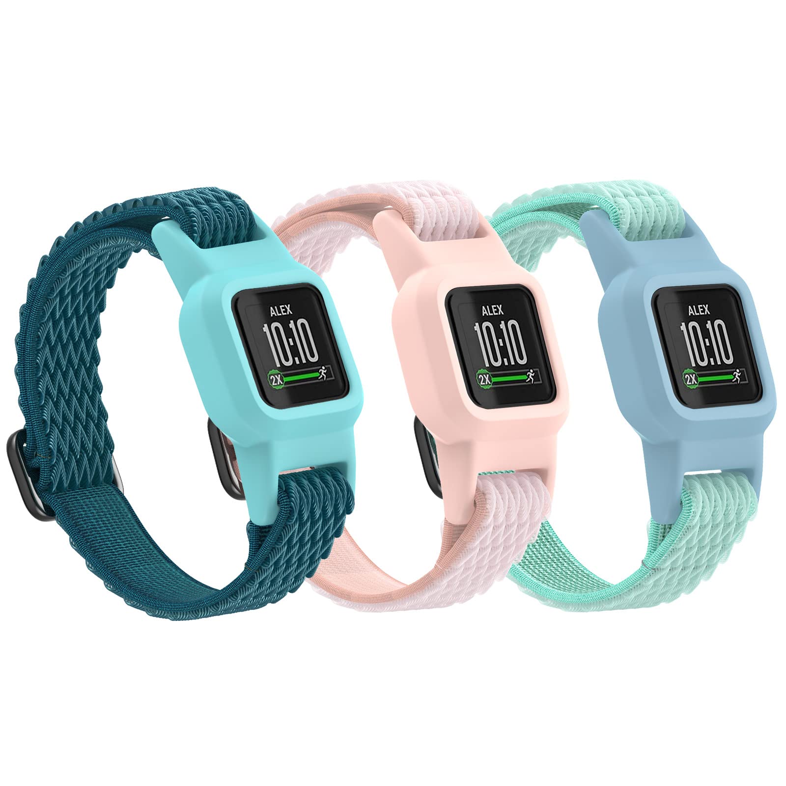 Vanet 3 Pack Replacement Bands for Garmin Vivofit Jr 3 - Soft Silicone Sport Watch Straps for Kids, Adjustable Breathable Wristbands for Boys and Girls - Perfect for Swimming, Running and Daily Activities