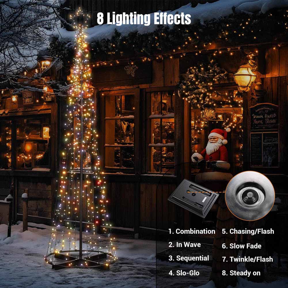 12ft Solar Powered Outdoor Christmas Tree with LED Lights - Perfect for Holiday Decorations, Patio, Garden, and Front Yard Festive Lighting