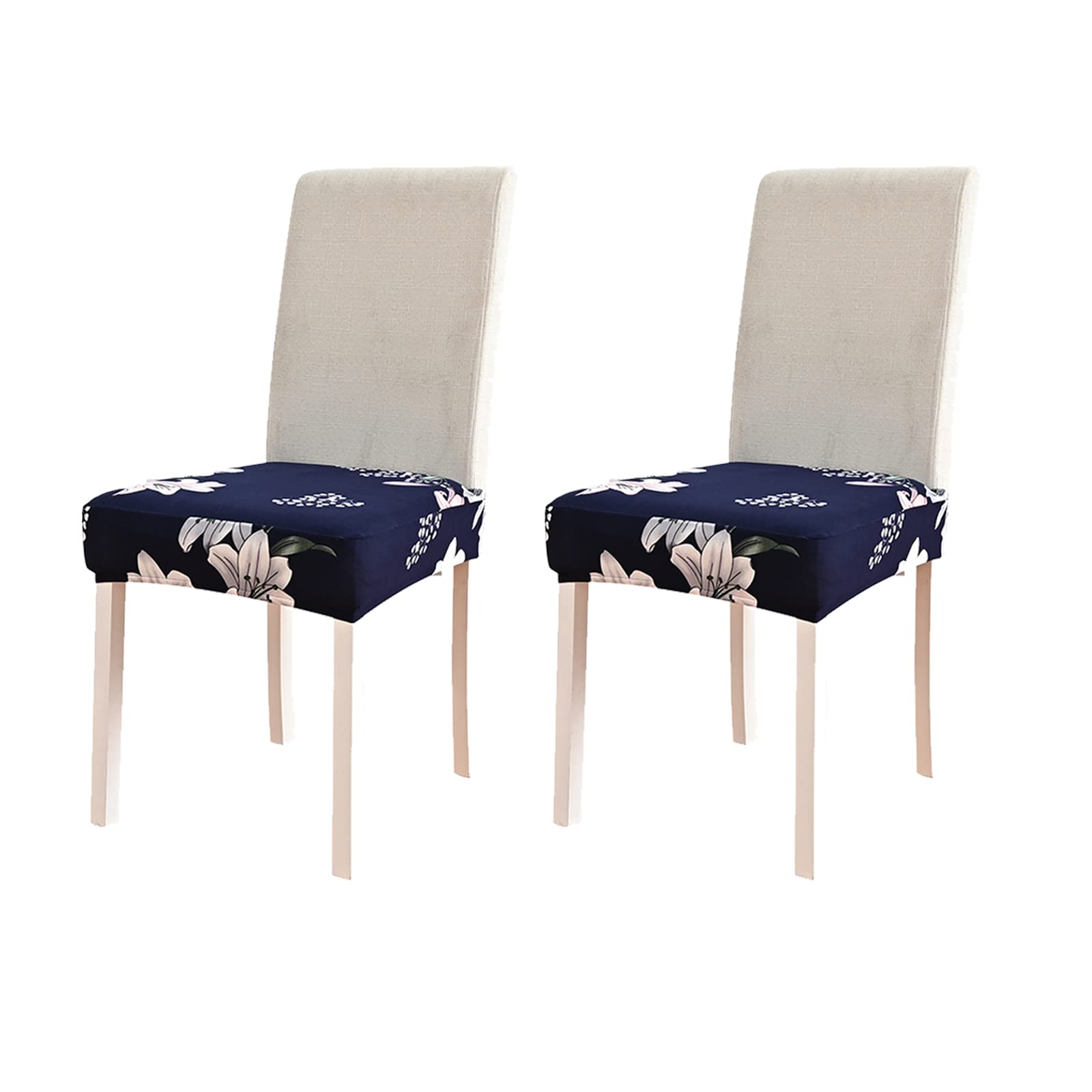 HAOYONG 2-Pack Stretchable Printed Square Dining Chair Covers - Removable Slipcovers for Kitchen & Dining Room Chairs - Soft Upholstered Seat Cushion Protectors (Perfect for Home, Restaurant, and Office Use)