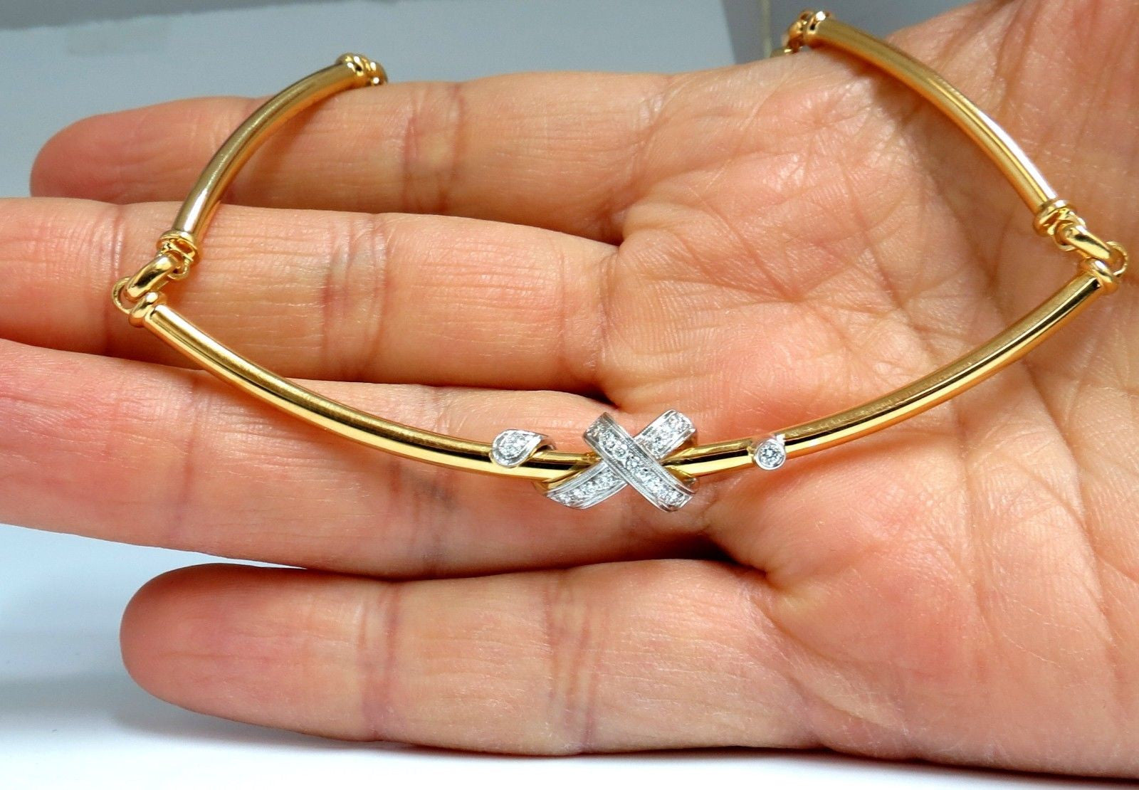 36CT Natural Diamonds 3D X Wrap Tubular Hinge Link Necklace in 18KT Gold - Elegant Jewelry for Weddings, Parties & Special Occasions