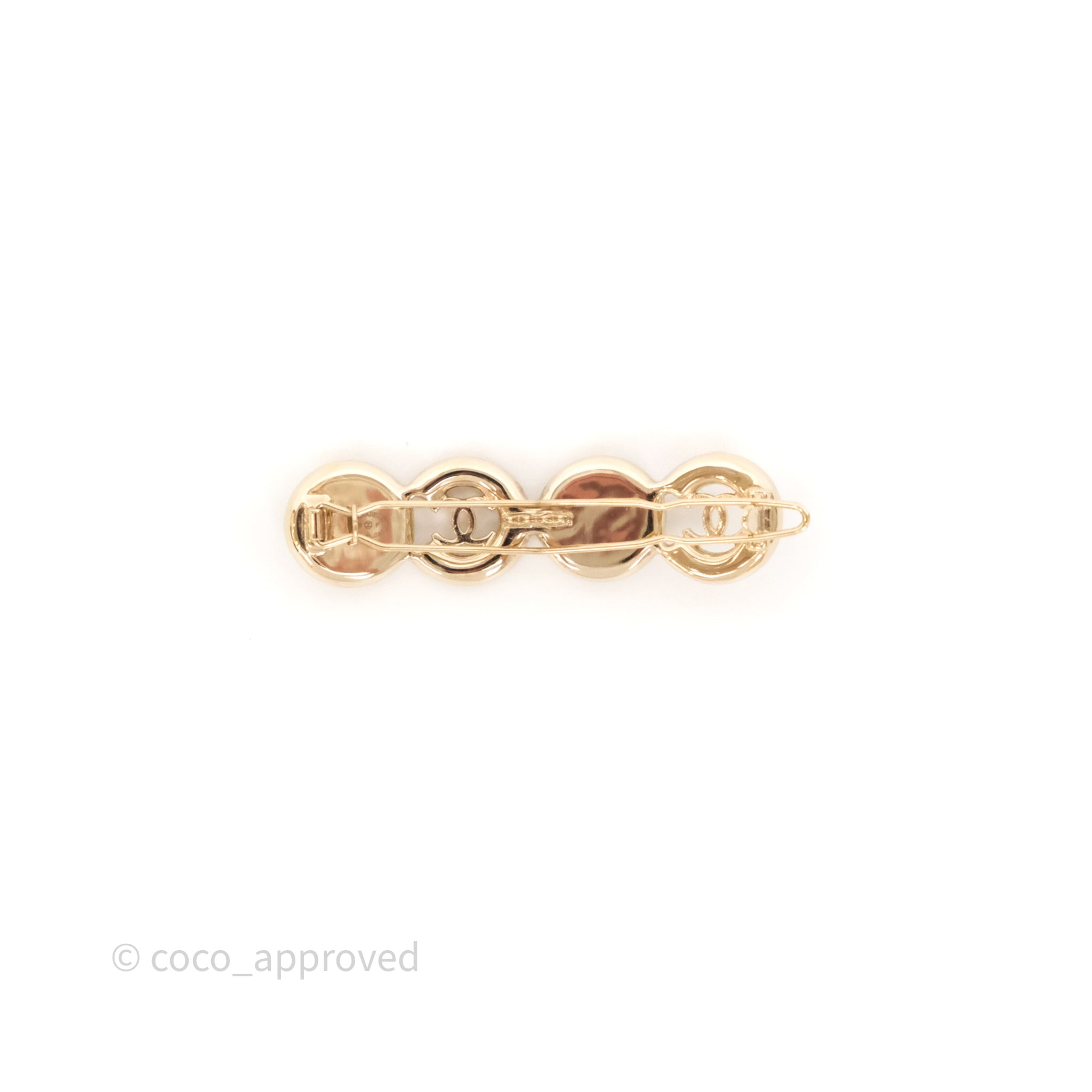 Chanel CC Coco Pearl Hair Clip Gold Tone 21P - Elegant Hair Accessory for Women, Perfect for Parties, Weddings & Special Occasions